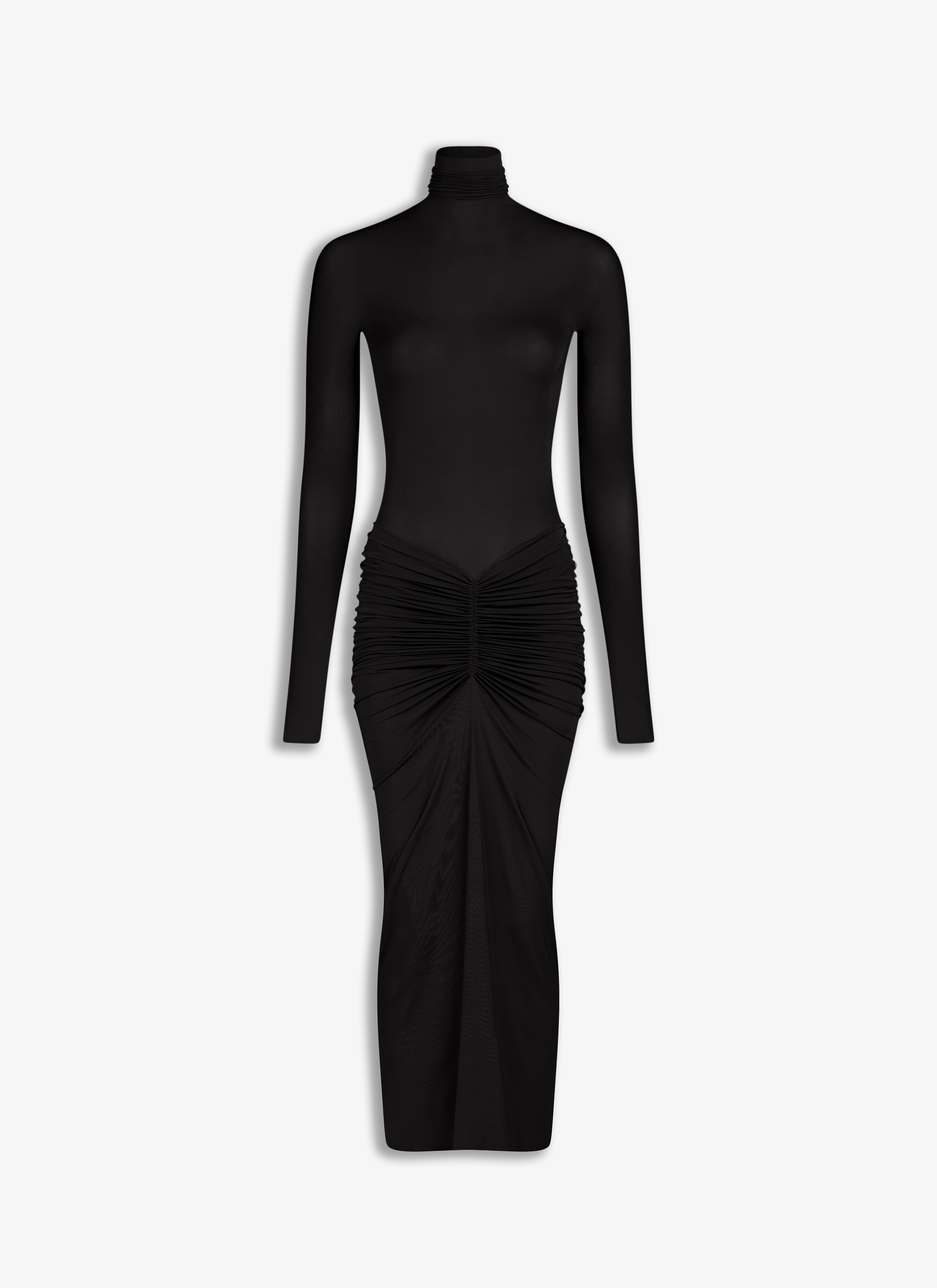 ALAÏA Women's Black DRAPED JERSEY DRESS | ALAÏA US