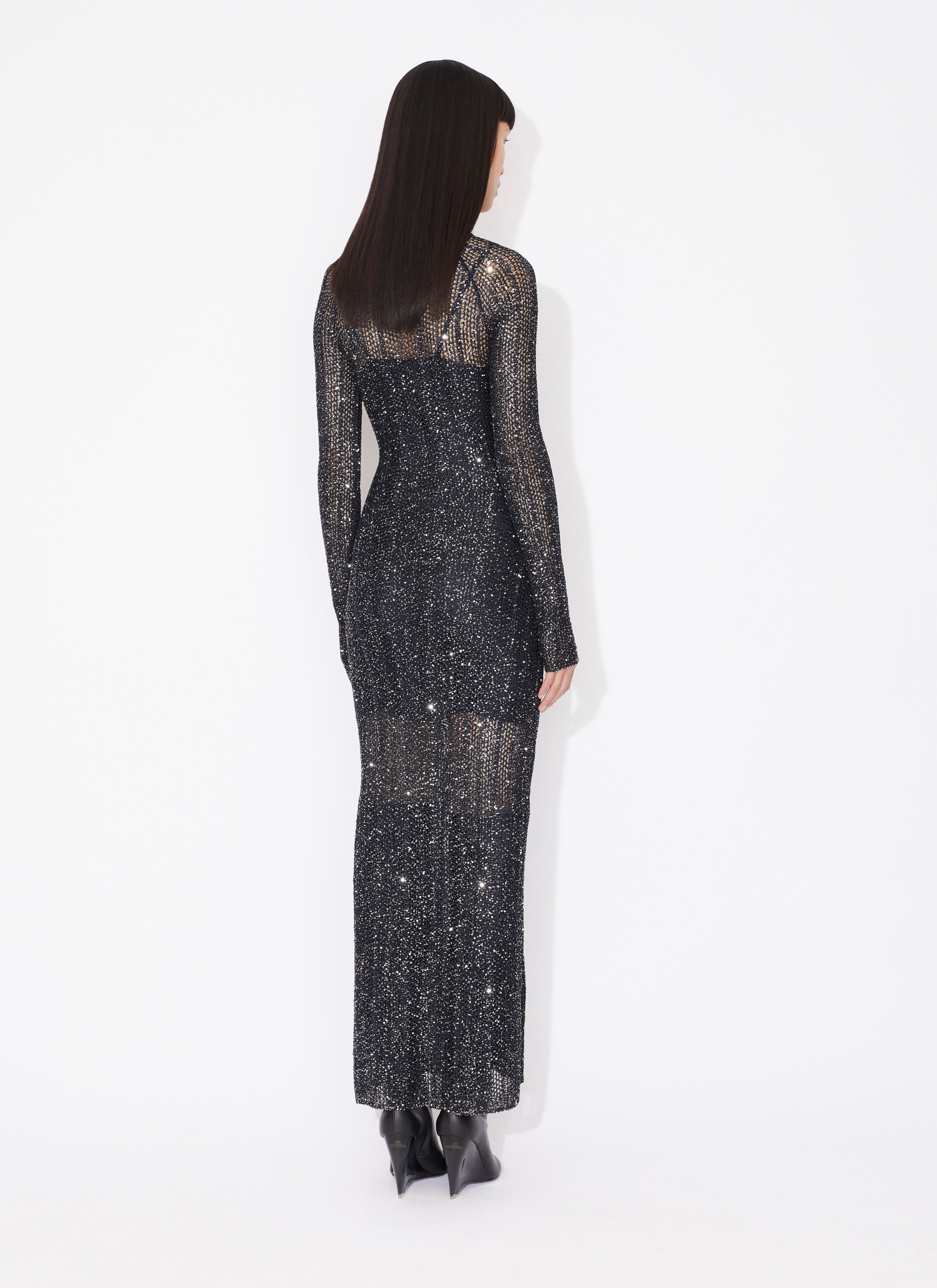 ALAÏA BLUE SEQUIN HIGHNECK DRESS