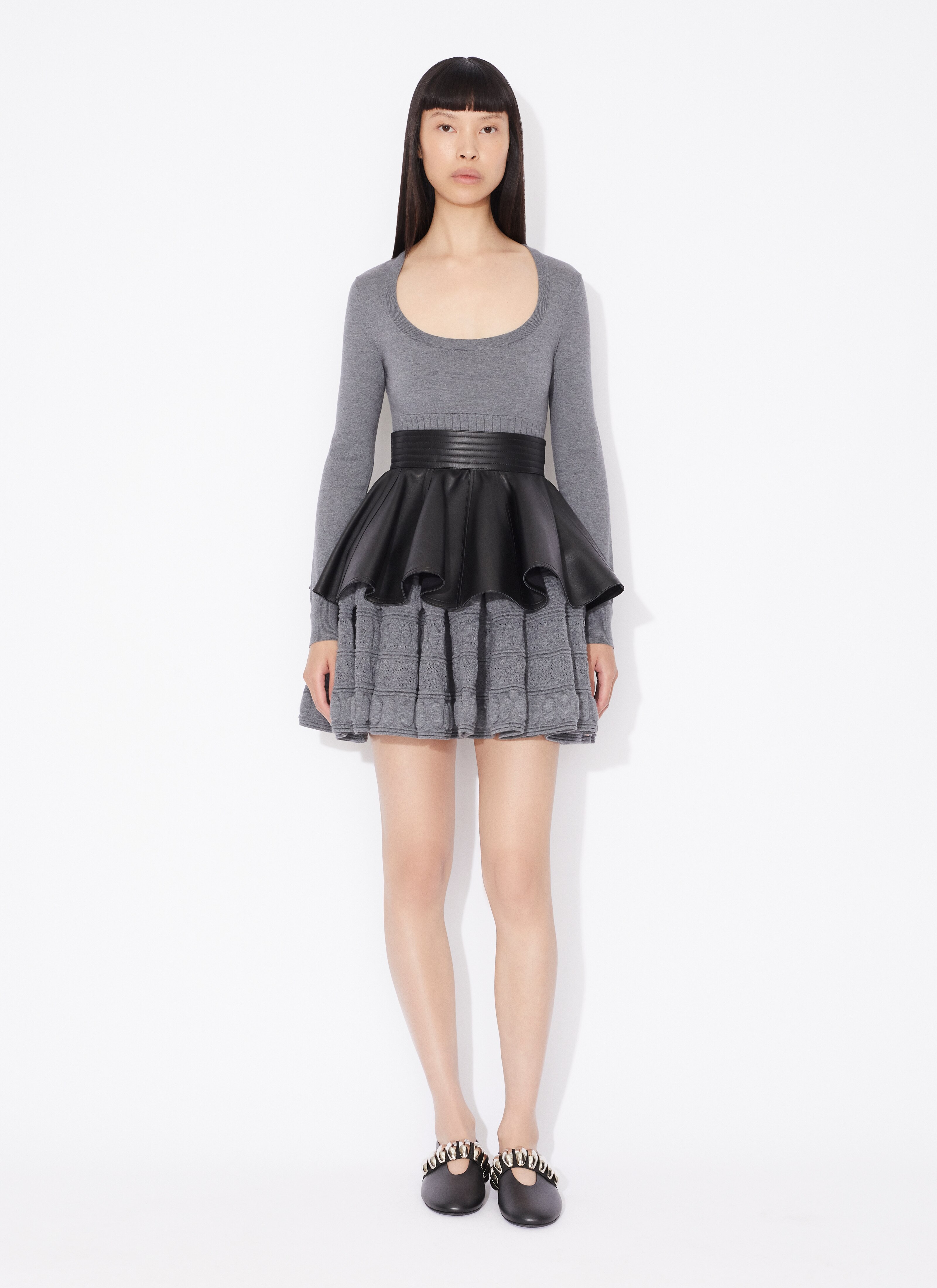 ALAÏA GRAY CRINOLINE DRESS