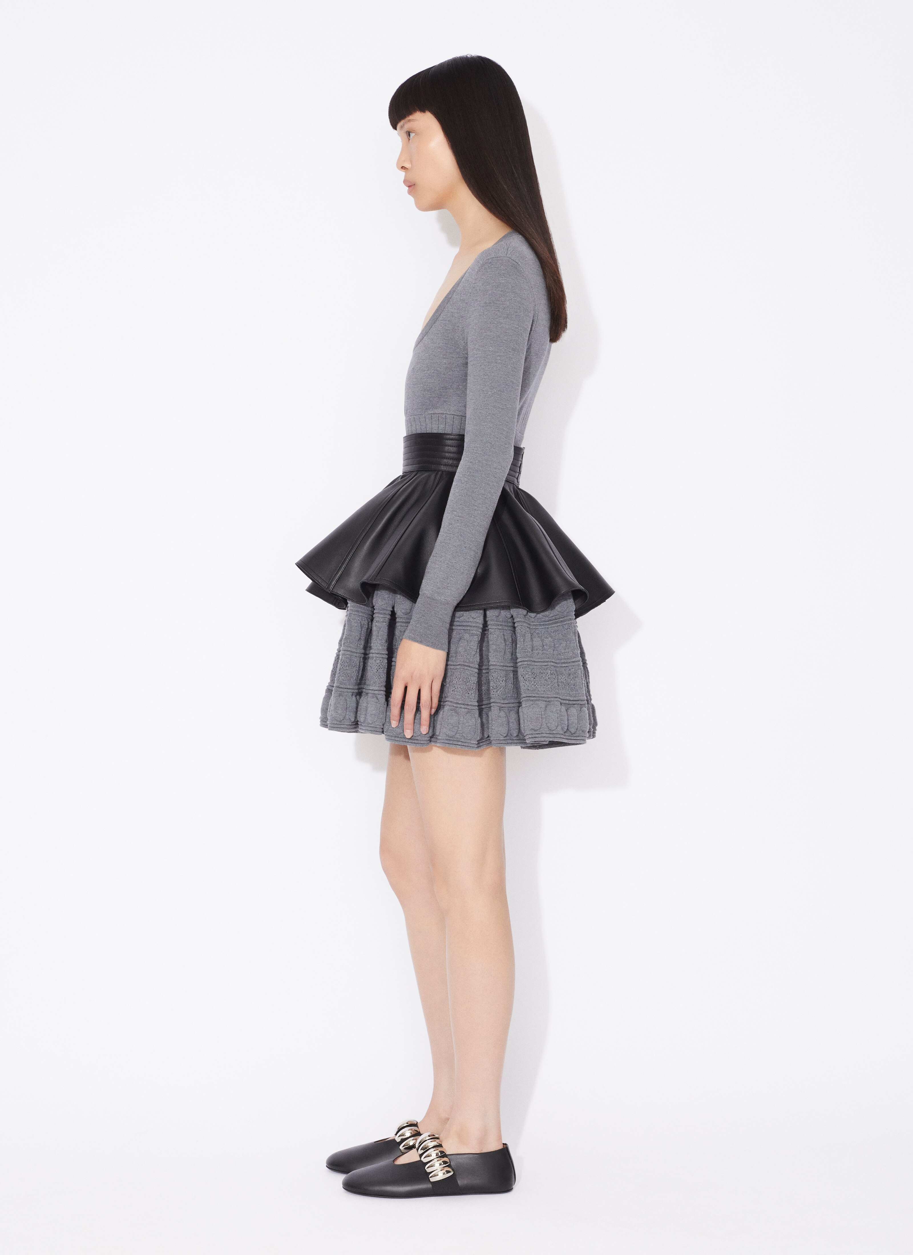 ALAÏA GRAY CRINOLINE DRESS