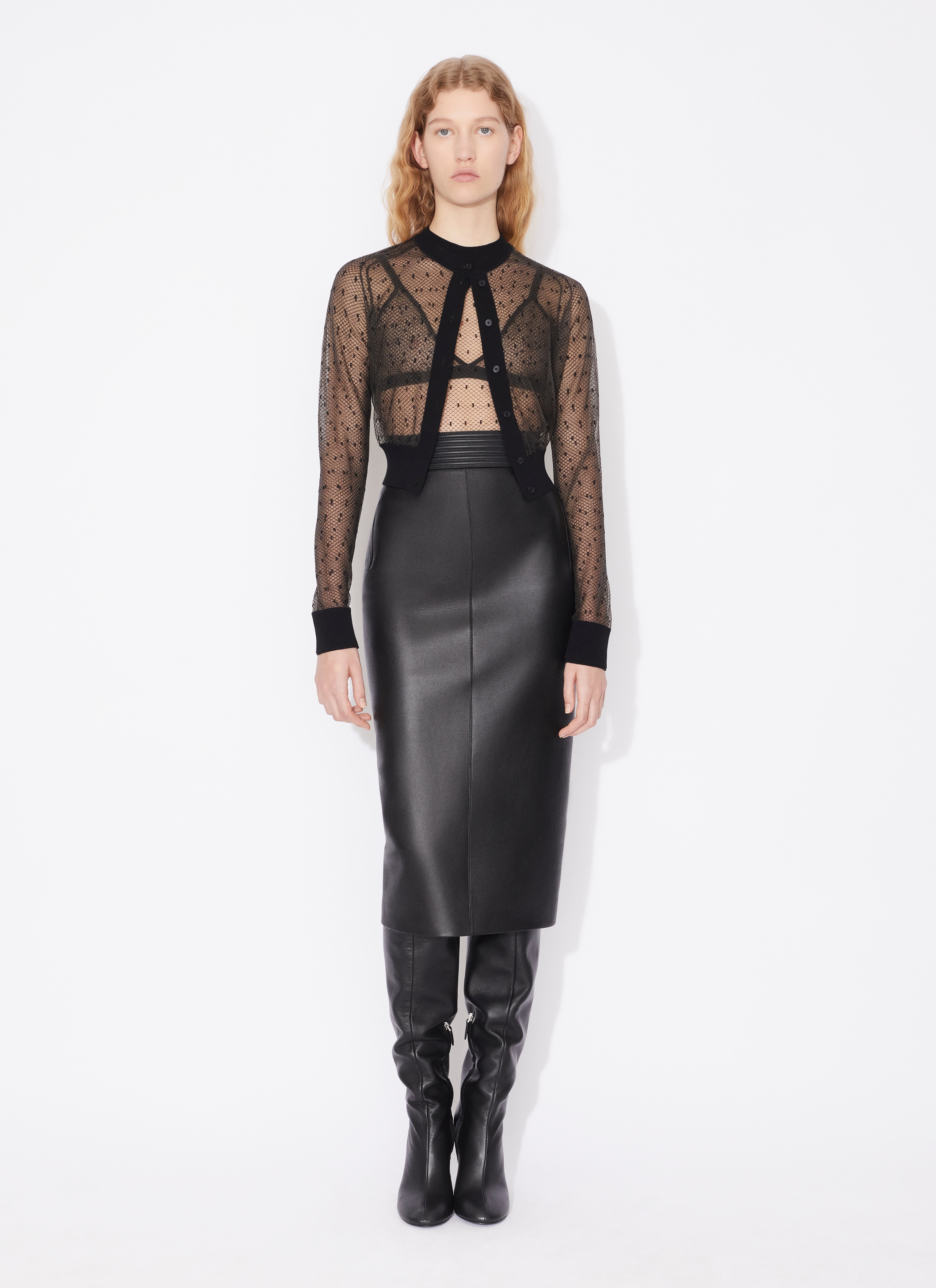 ALAÏA BLACK SHEER CARDIGAN