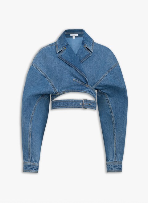 DENIM CROSS-OVER JACKET - maison-alaia.com