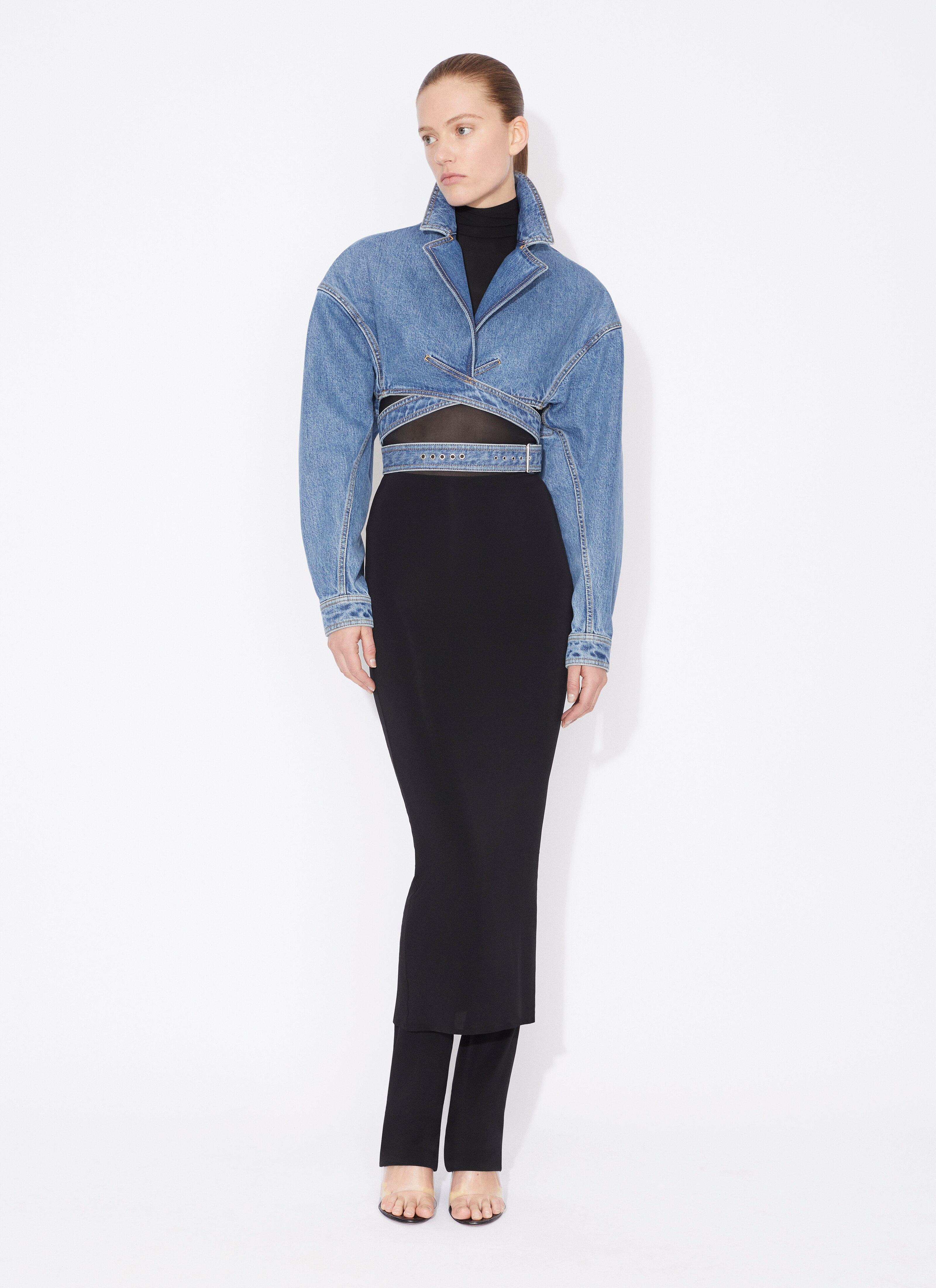 ALAÏA DENIM CROSS OVER JACKET |ALAÏA US