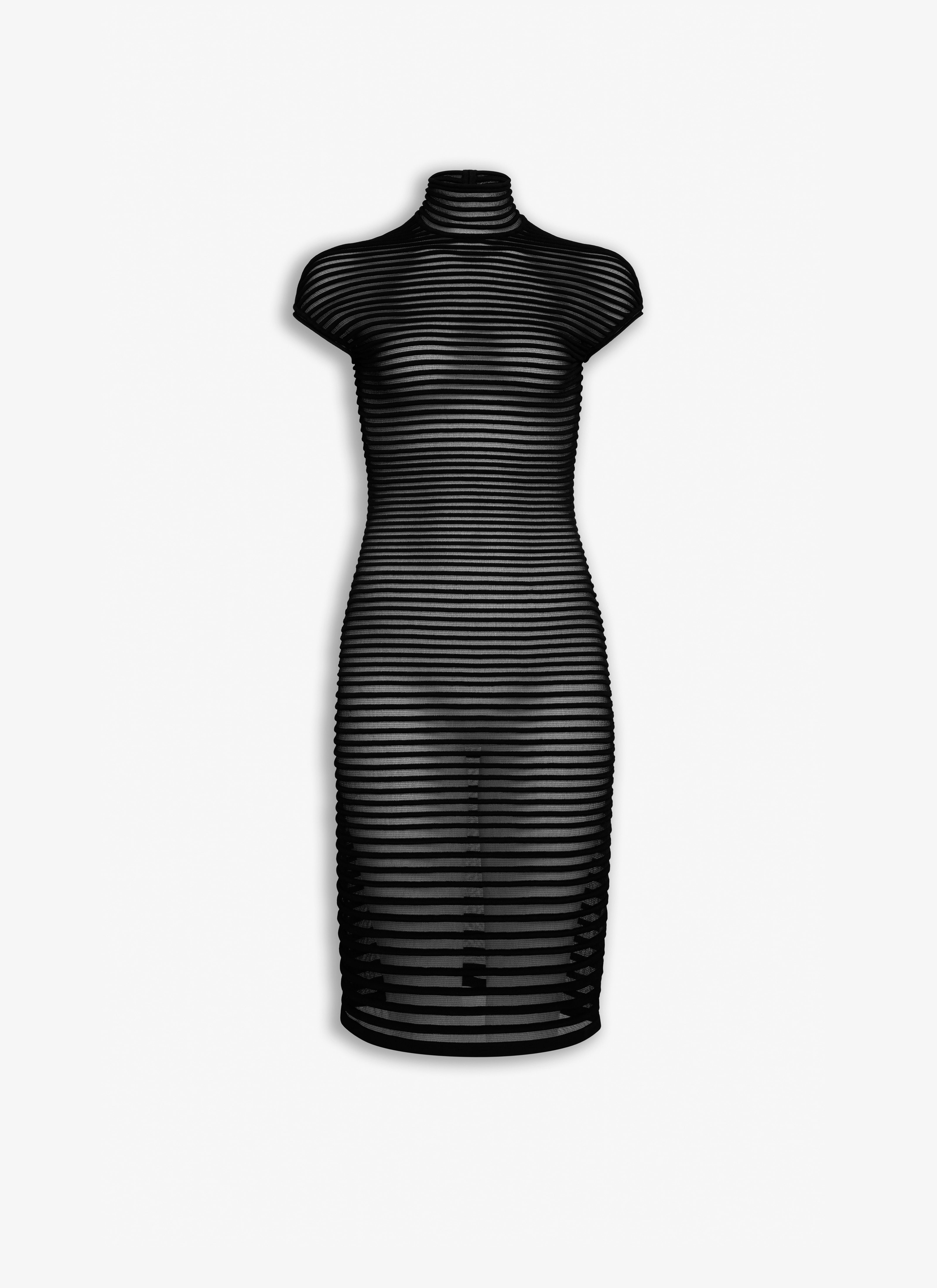 ALAÏA BLACK STRIPED BACK CUT DRESS