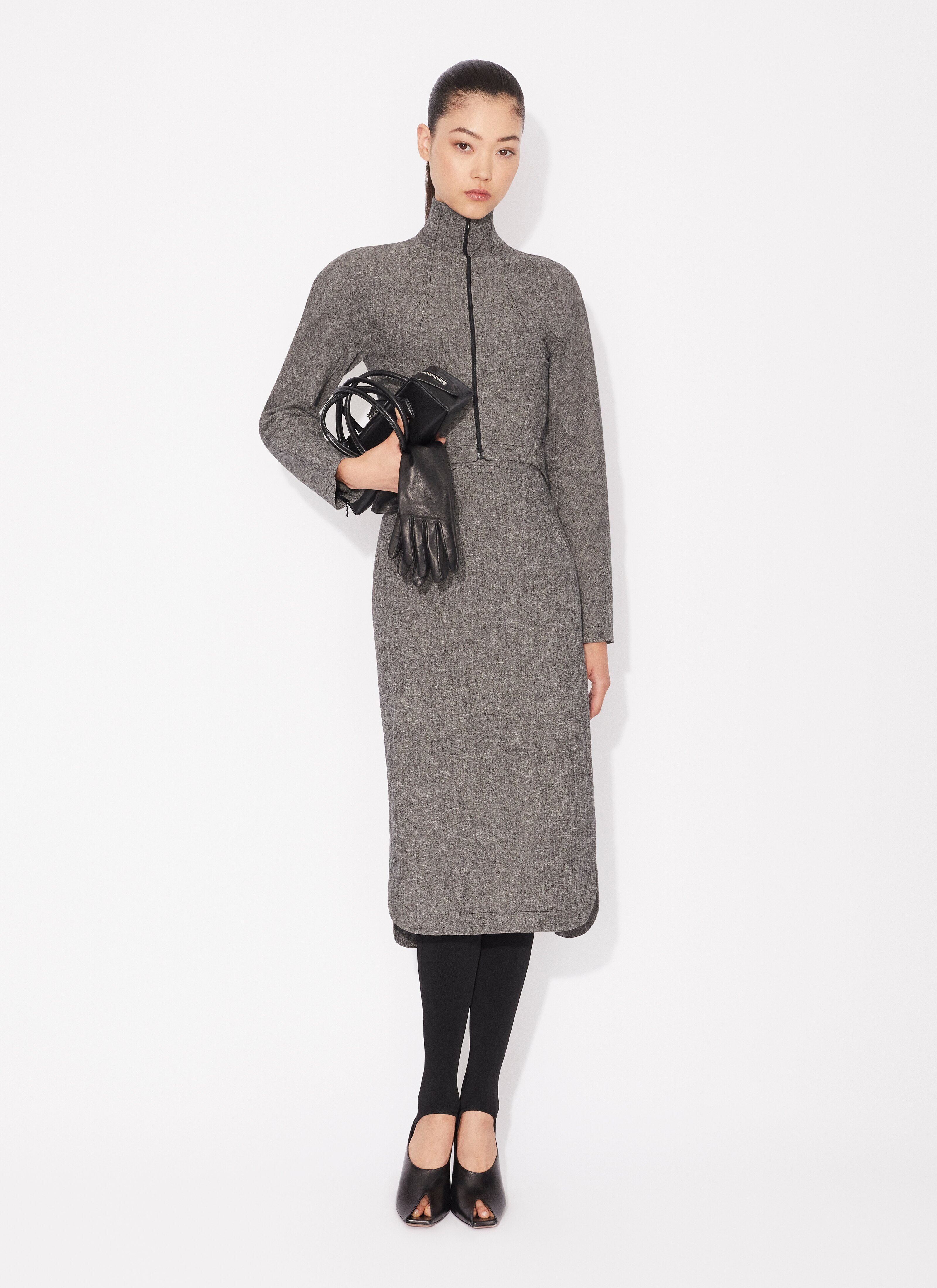 ALAÏA GRAY HIGHNECK CROPPED JACKET
