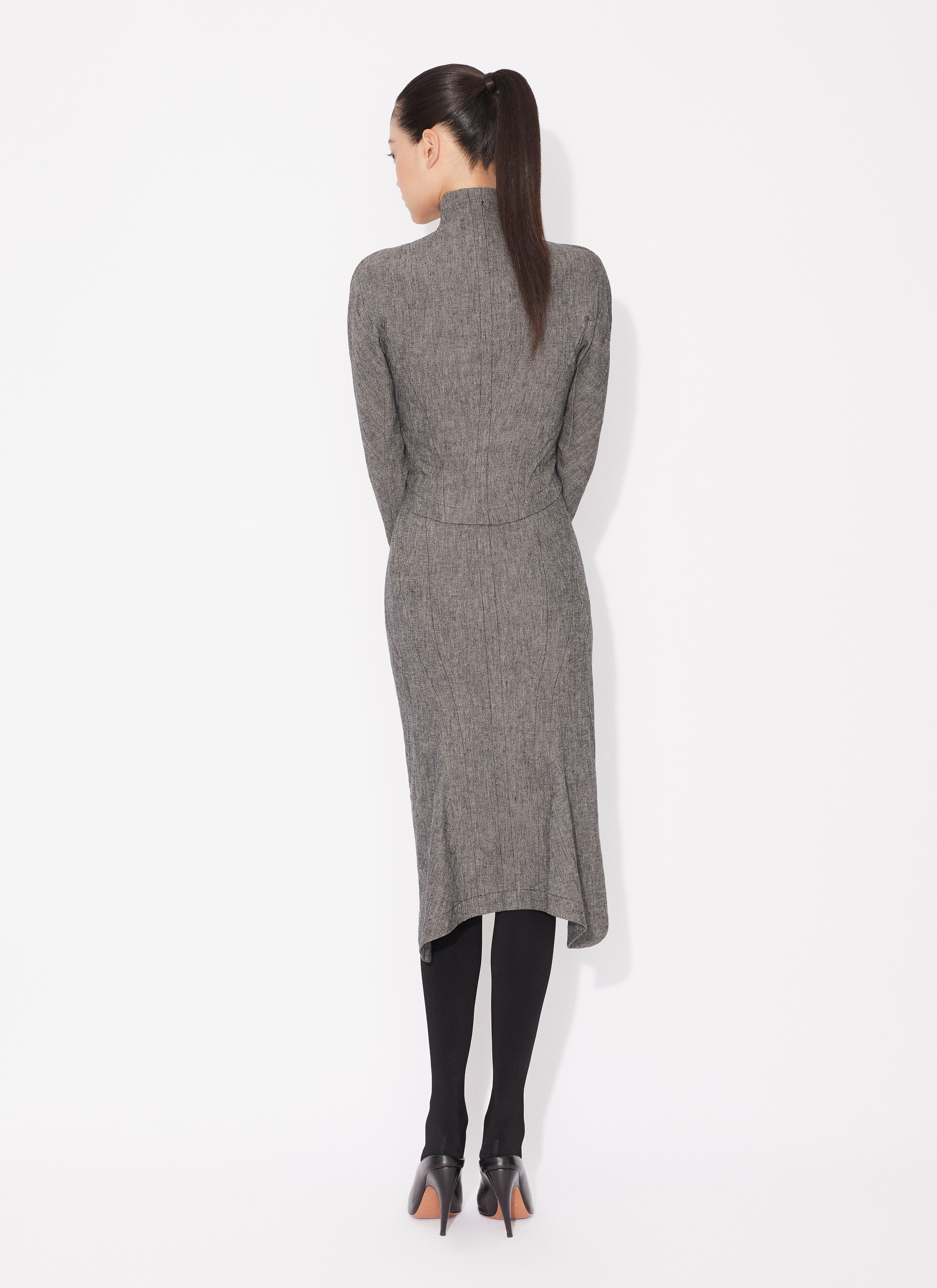 ALAÏA GRAY HIGHNECK CROPPED JACKET