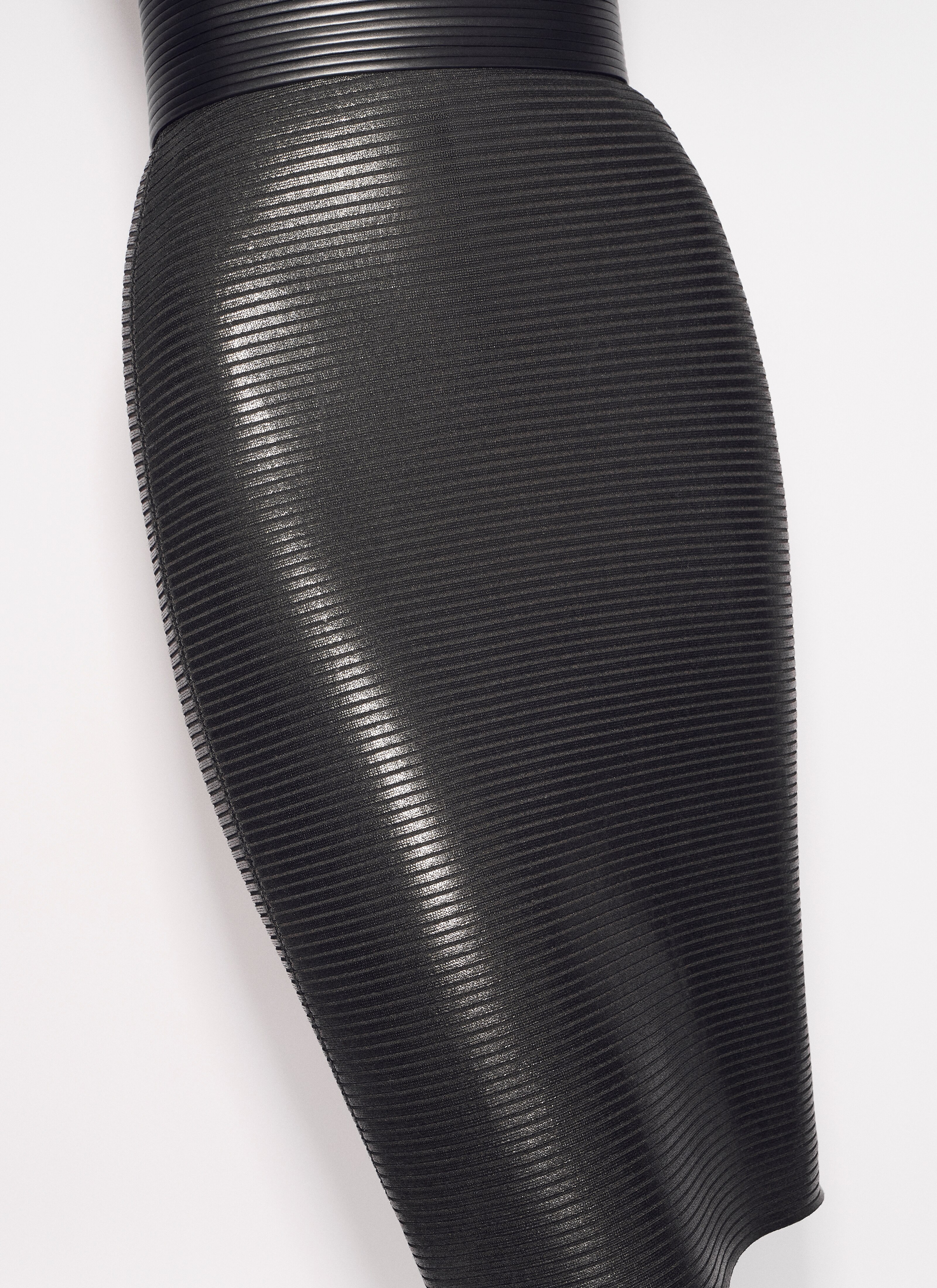 ALAÏA BLACK COATED PENCIL SKIRT