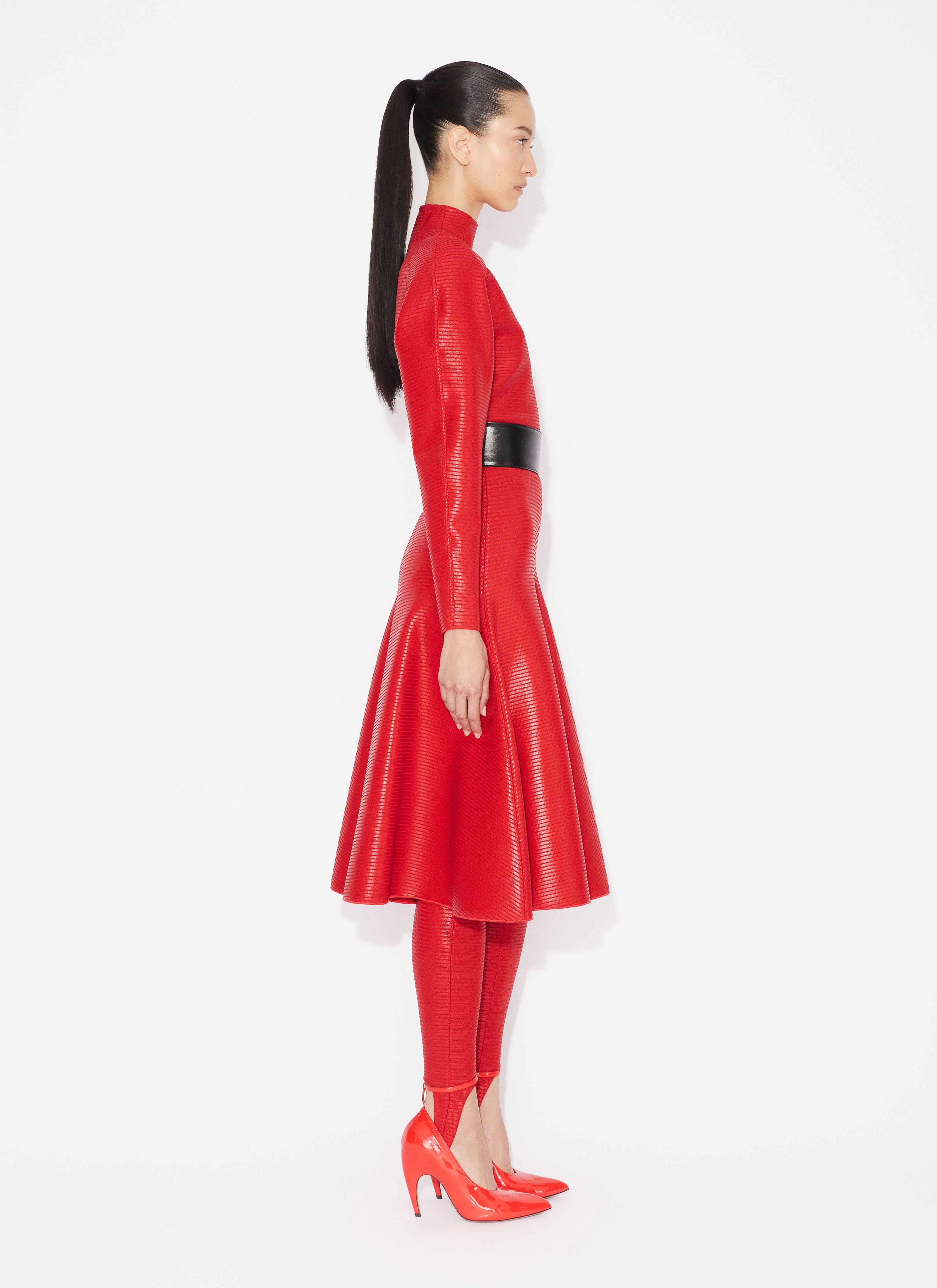 ALAÏA ROT  BESCHICHTETER PULLOVER