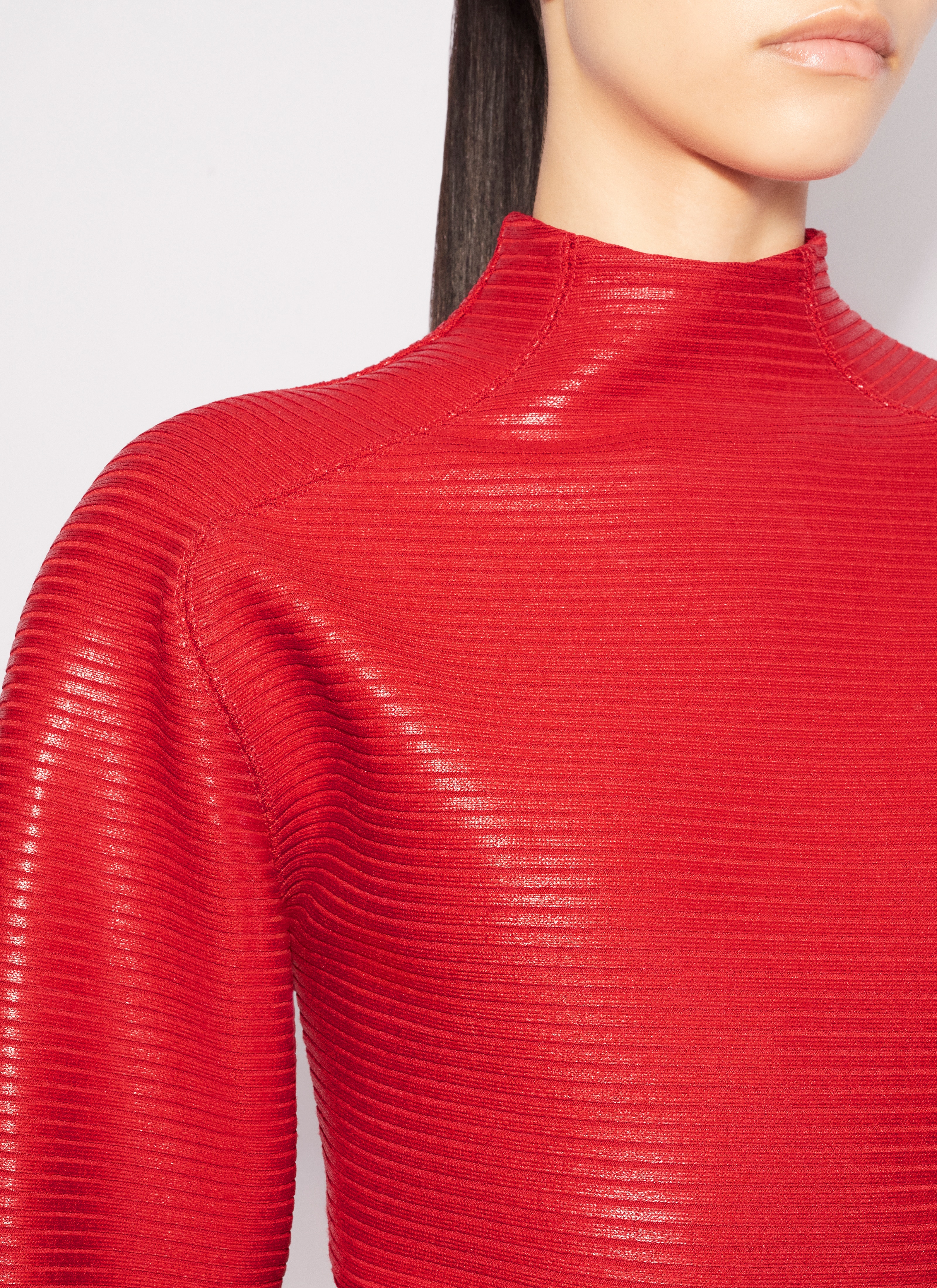 ALAÏA ROT  BESCHICHTETER PULLOVER