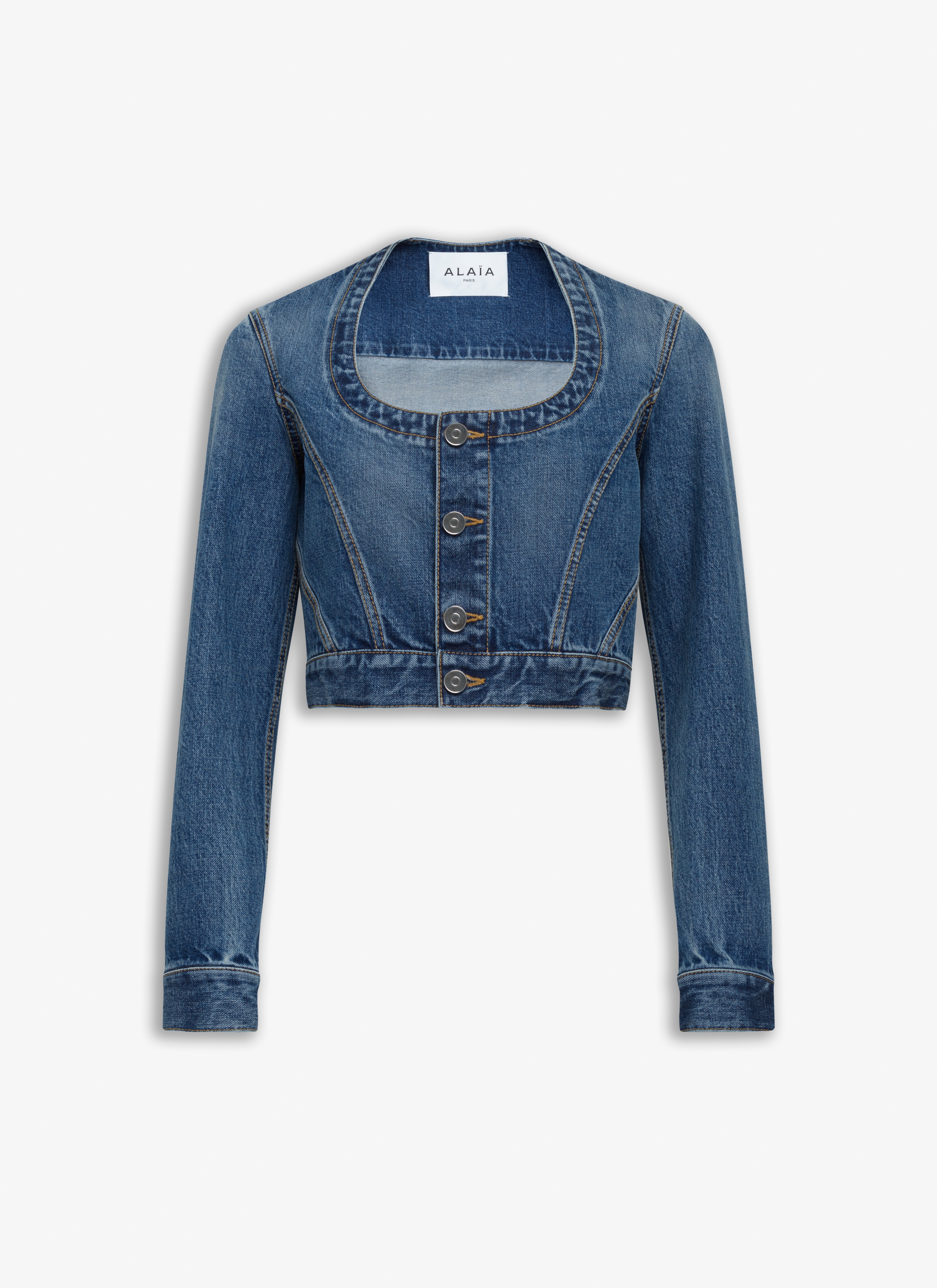 ALAÏA Women's Blue NEKCLINE DENIM JACKET