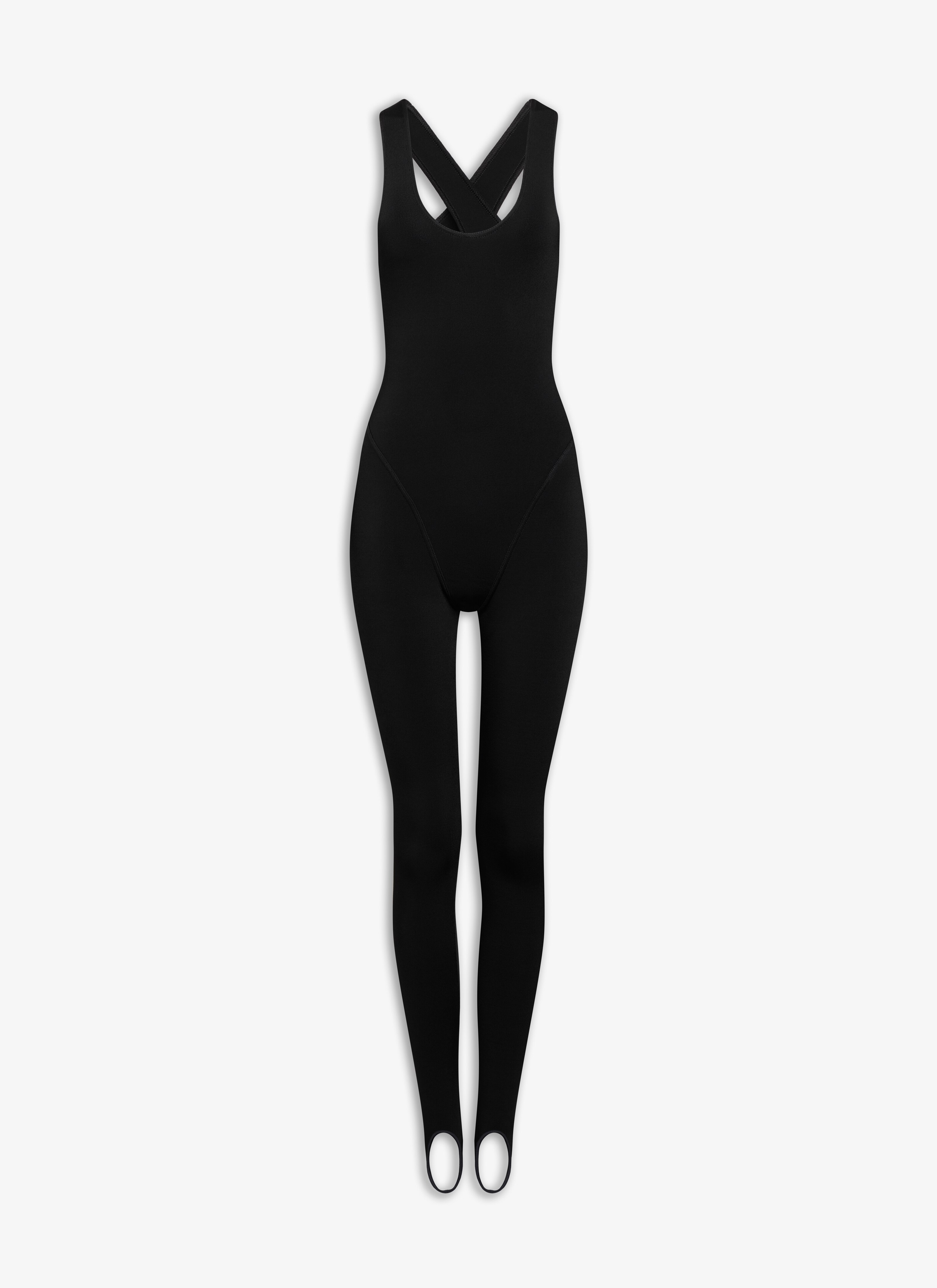 ALAÏA BLACK HIGHSHINE CROSS JUMPSUIT
