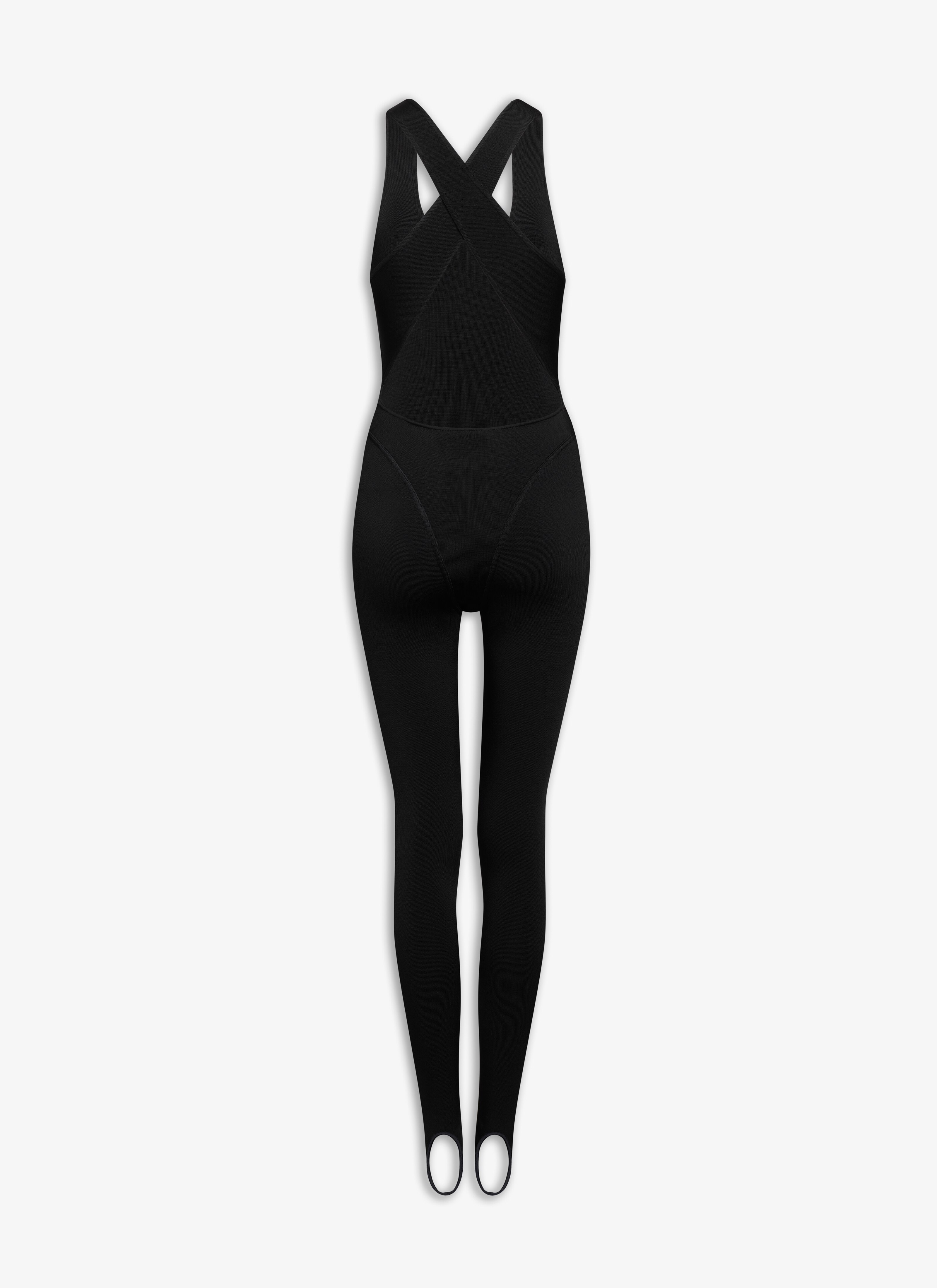 ALAÏA BLACK HIGHSHINE CROSS JUMPSUIT