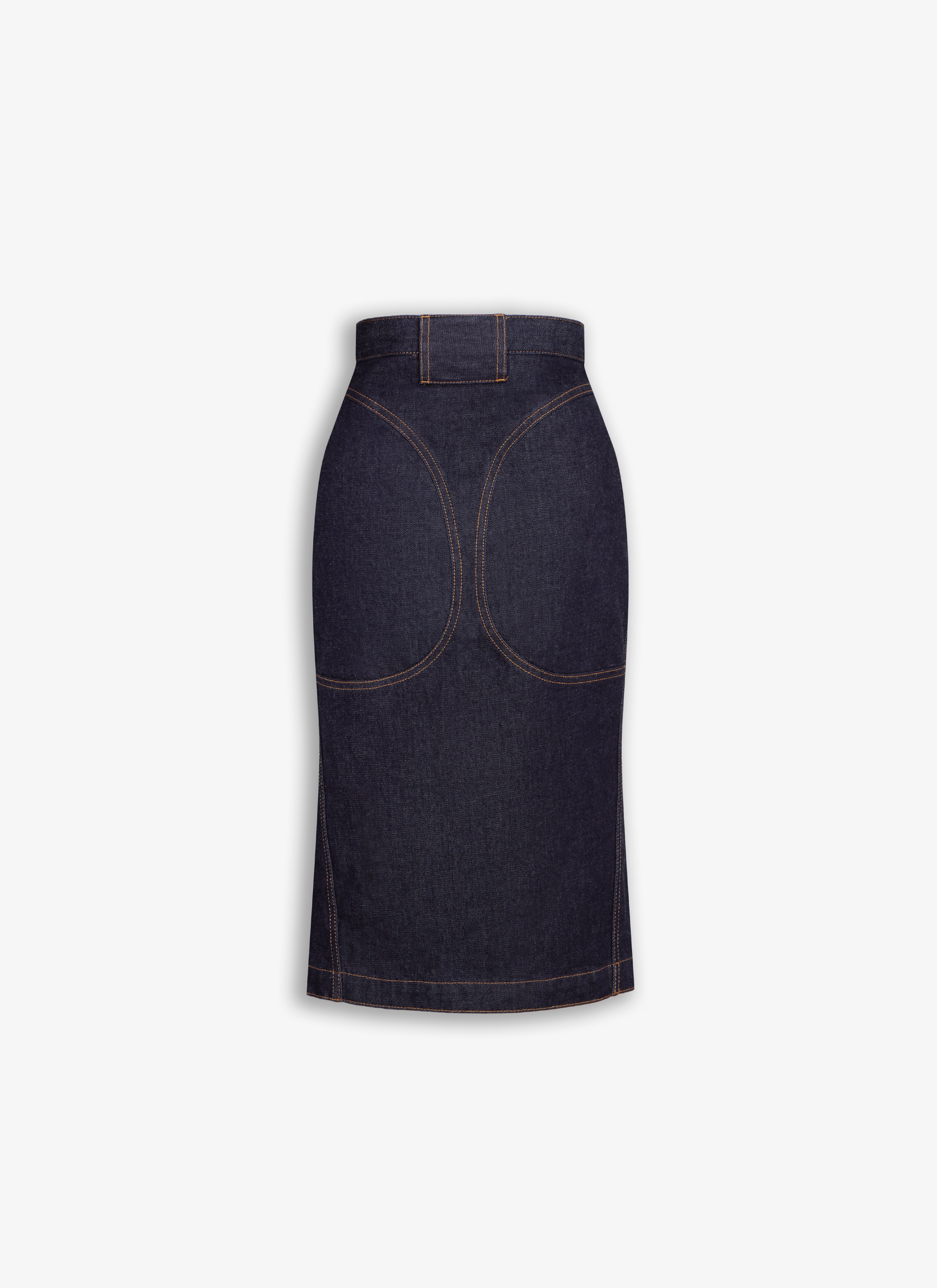 ALAÏA BLUE PENCIL DENIM SKIRT