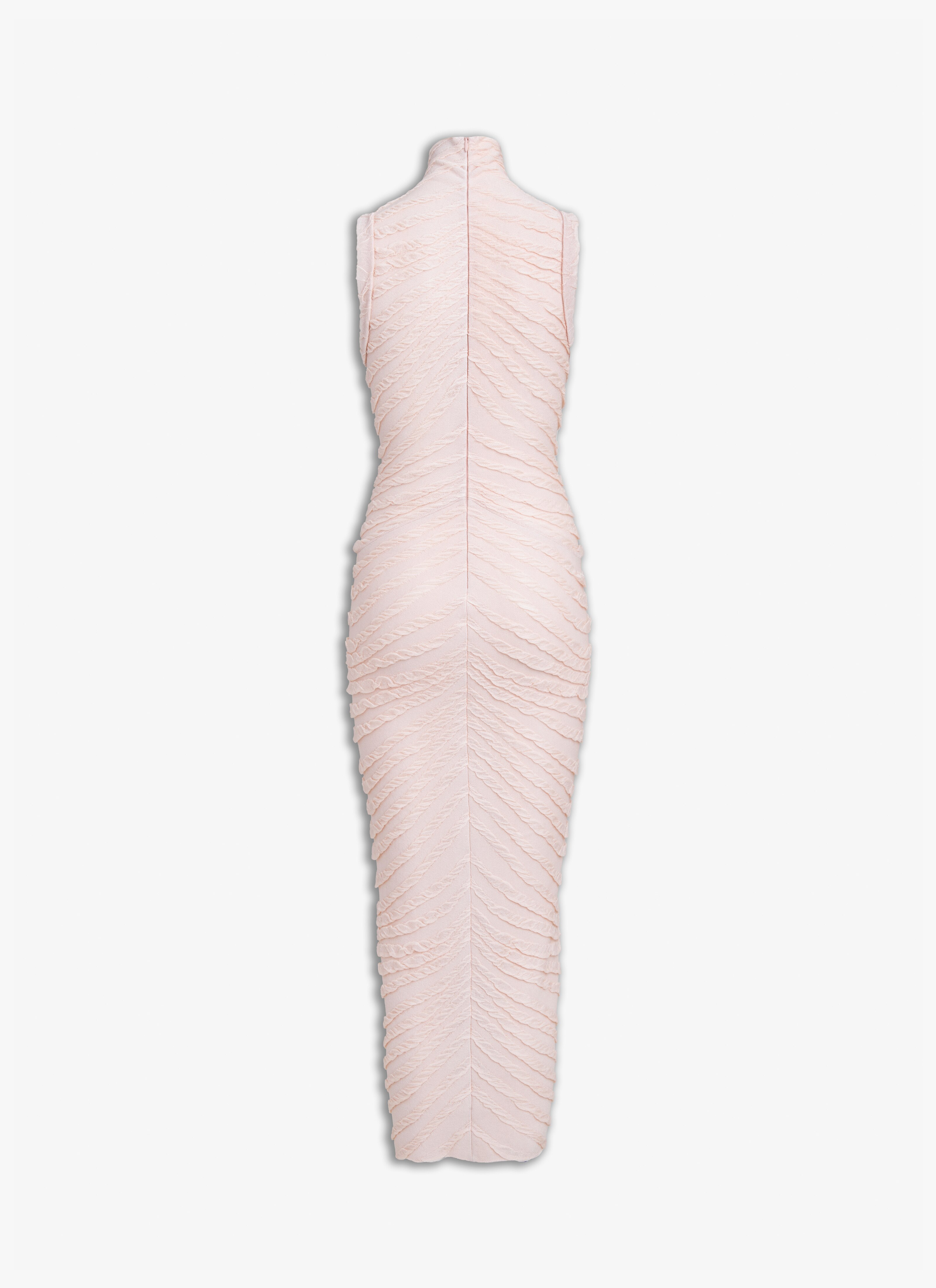 ALAÏA NUDE SHEER SCULPTING BODYCON DRESS