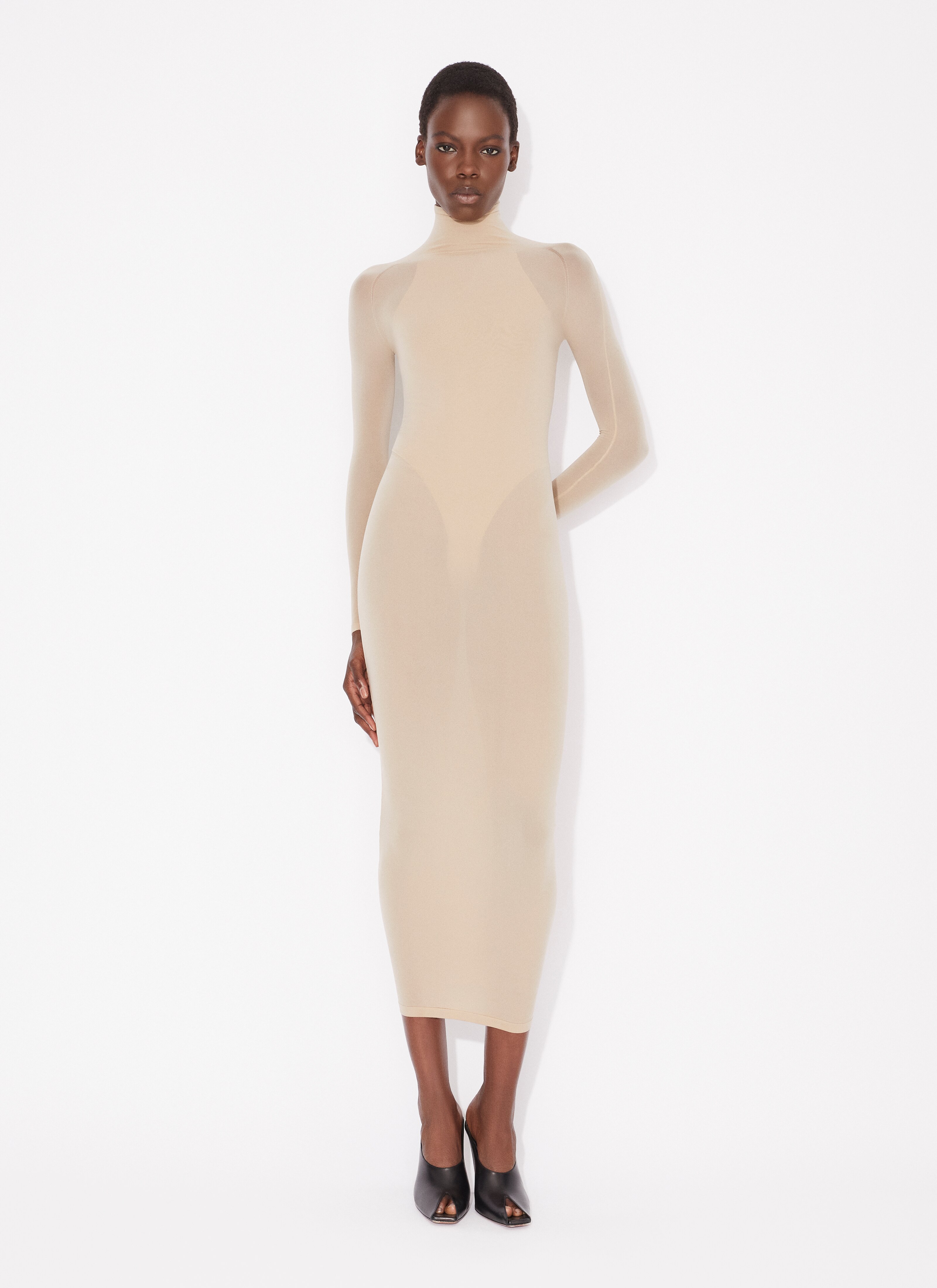 ALAÏA NUDE FITTED BODY IN FINE KNIT