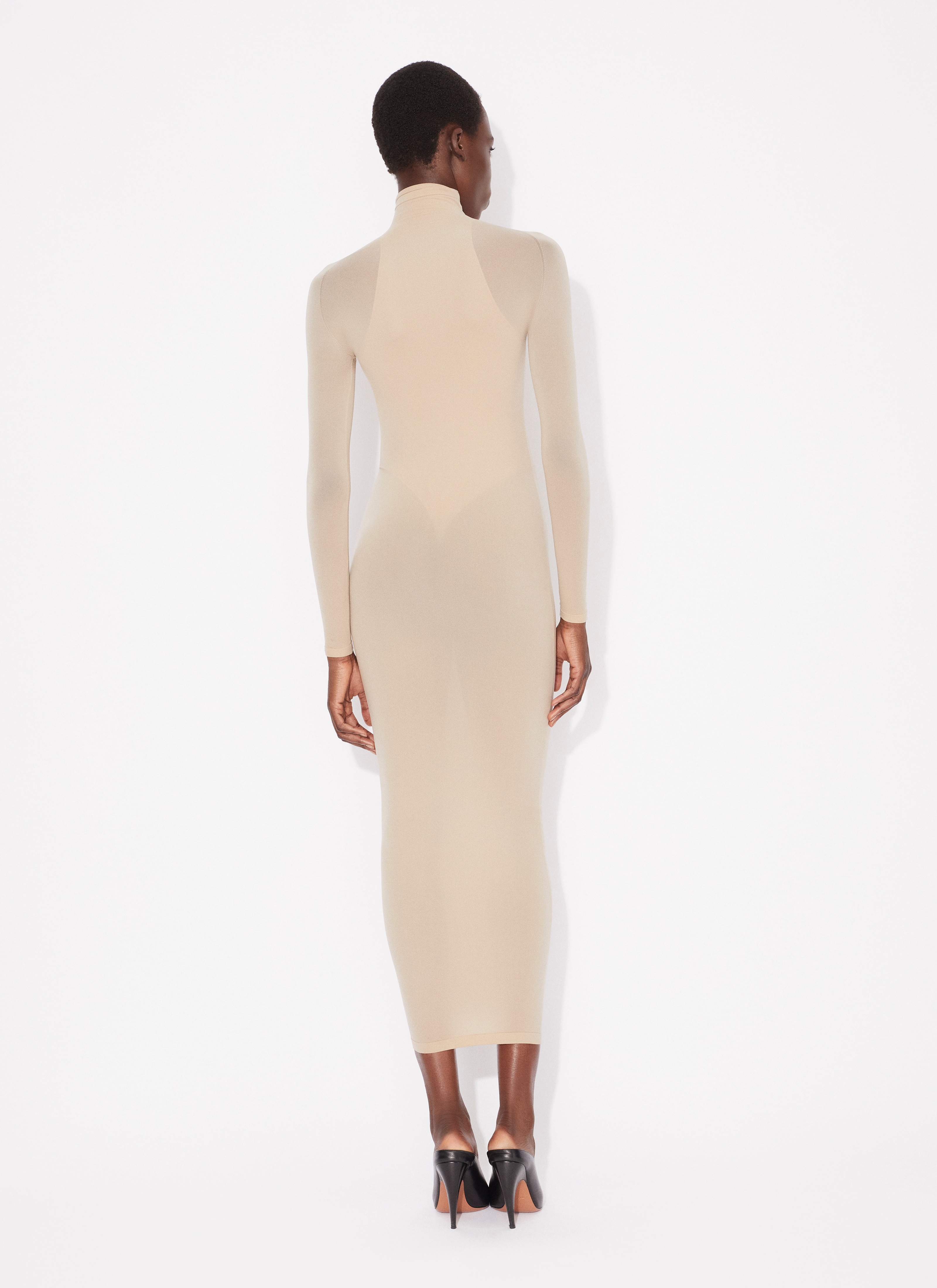 ALAÏA NUDE FITTED BODY IN FINE KNIT