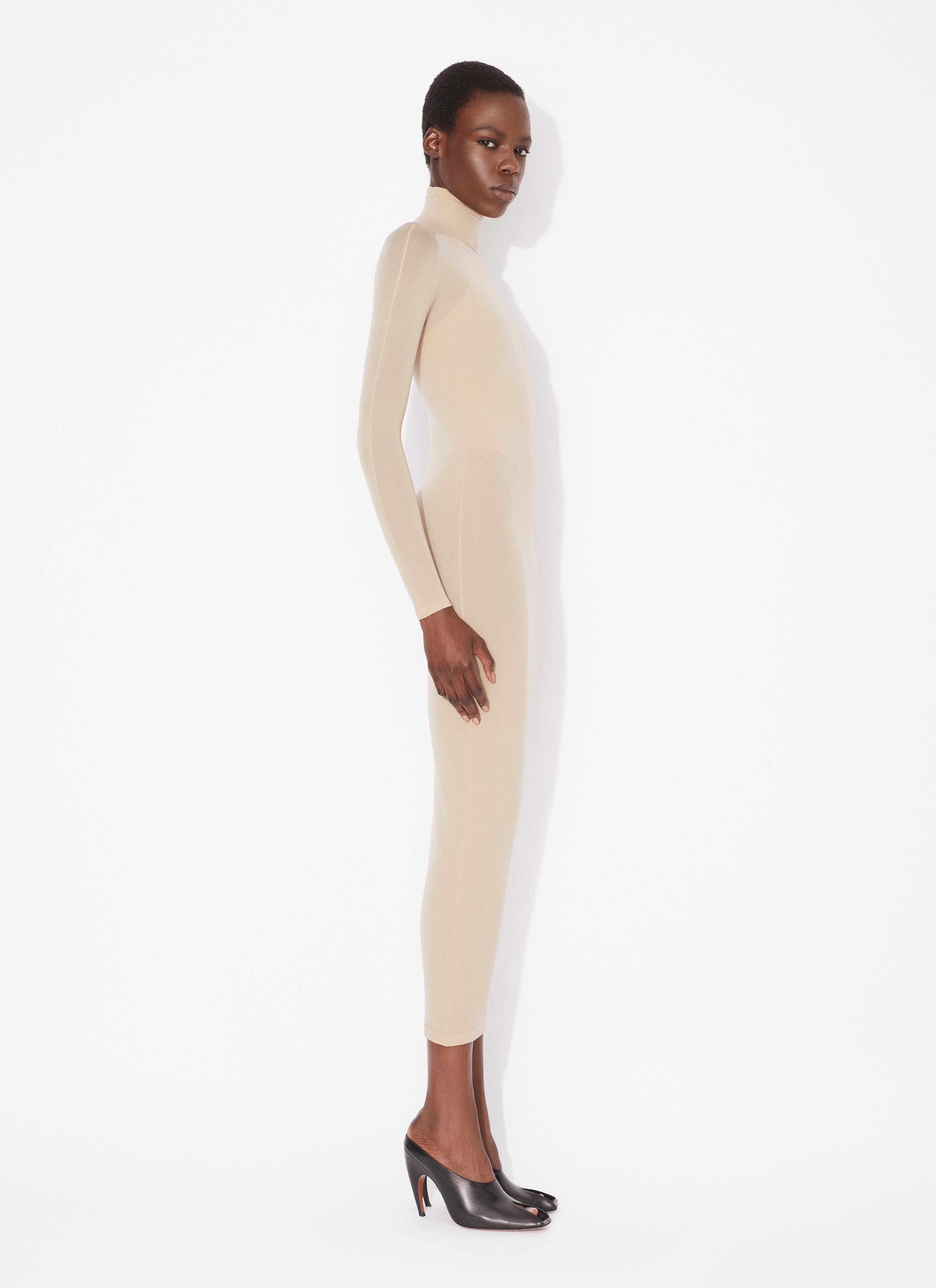 ALAÏA NUDE FITTED BODY IN FINE KNIT