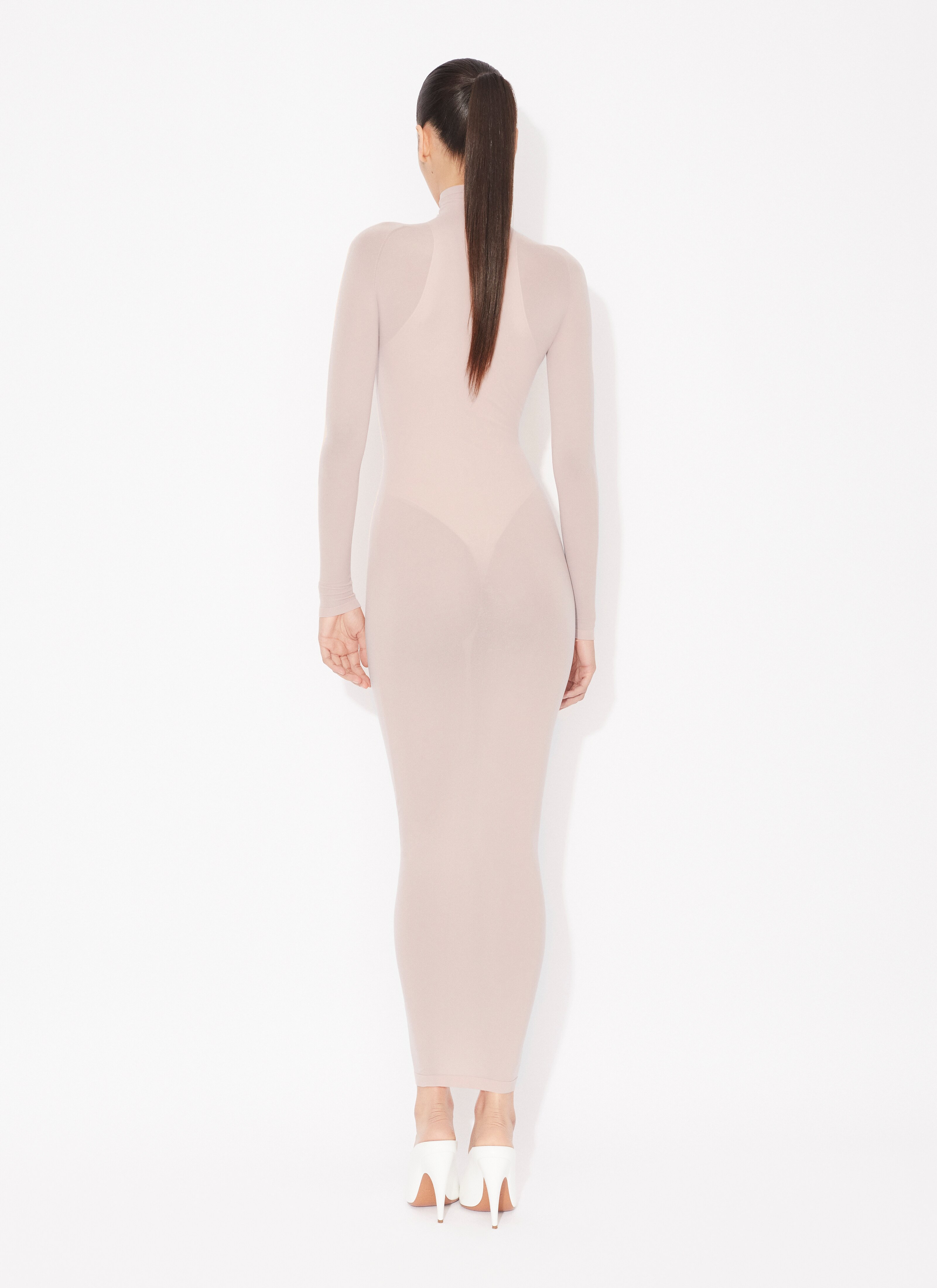 ALAÏA APRICOT FITTED BODY IN FINE KNIT