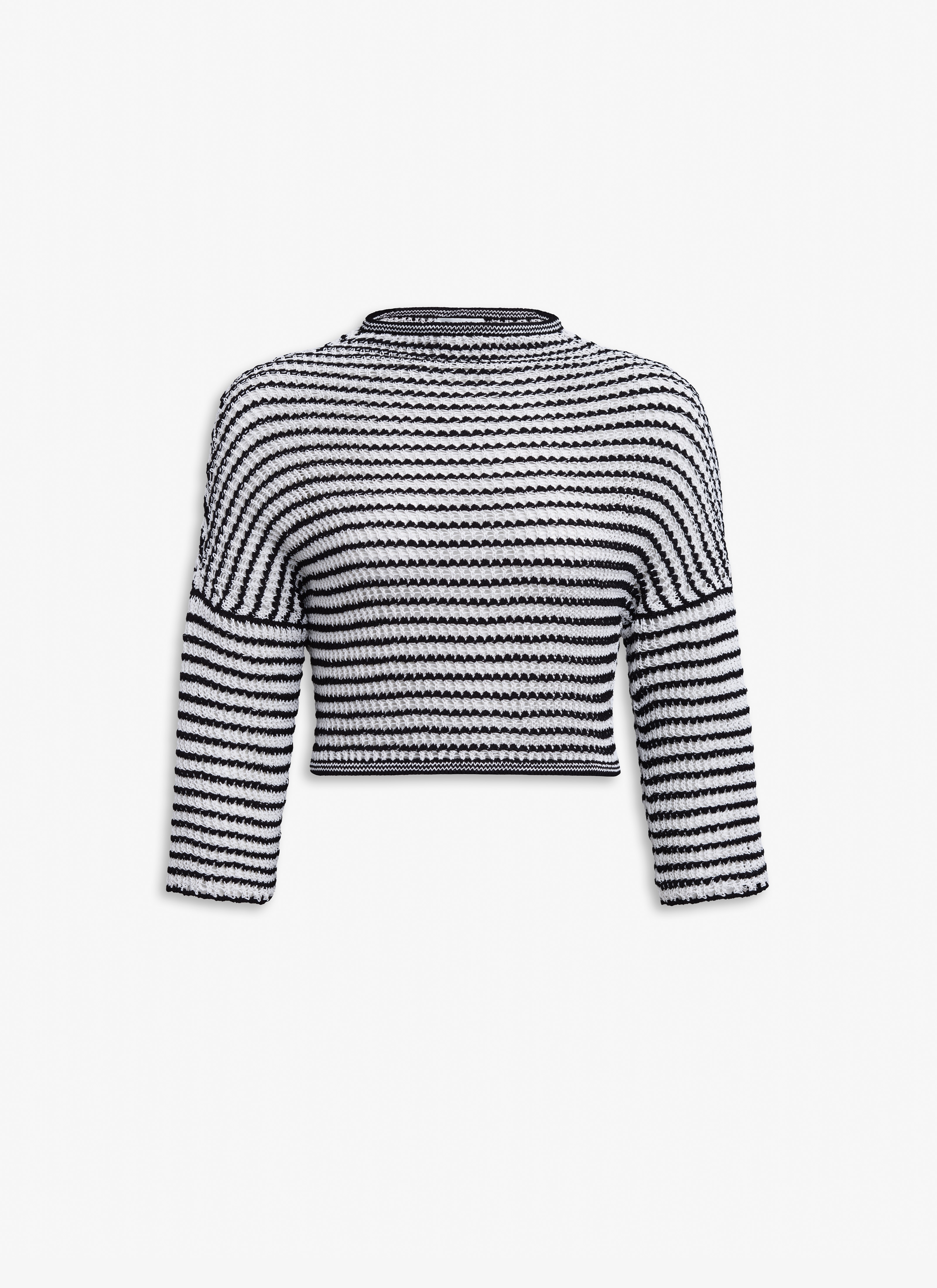 ALAÏA WHITE/BLACK STRIPED KNIT CROCHET TOP 