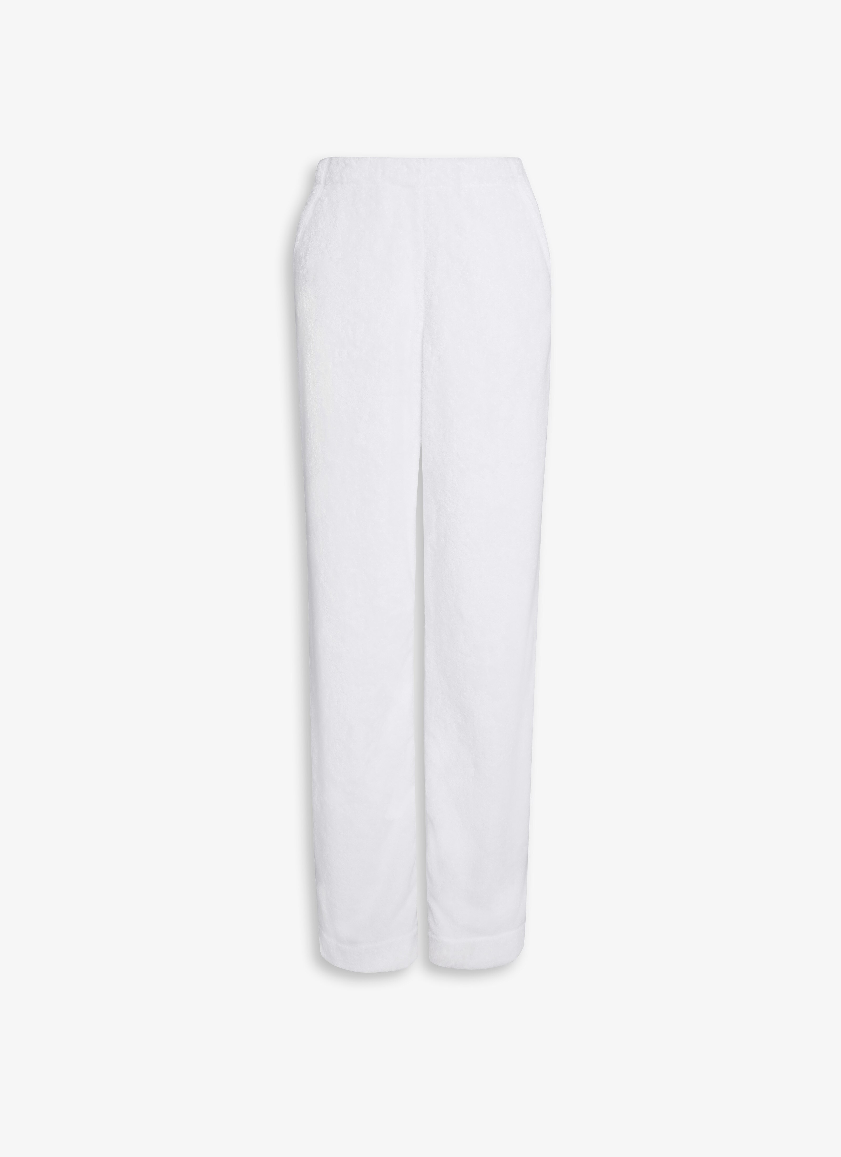 ALAÏA WHITE LOOSE PANTS IN COTTON TERRY