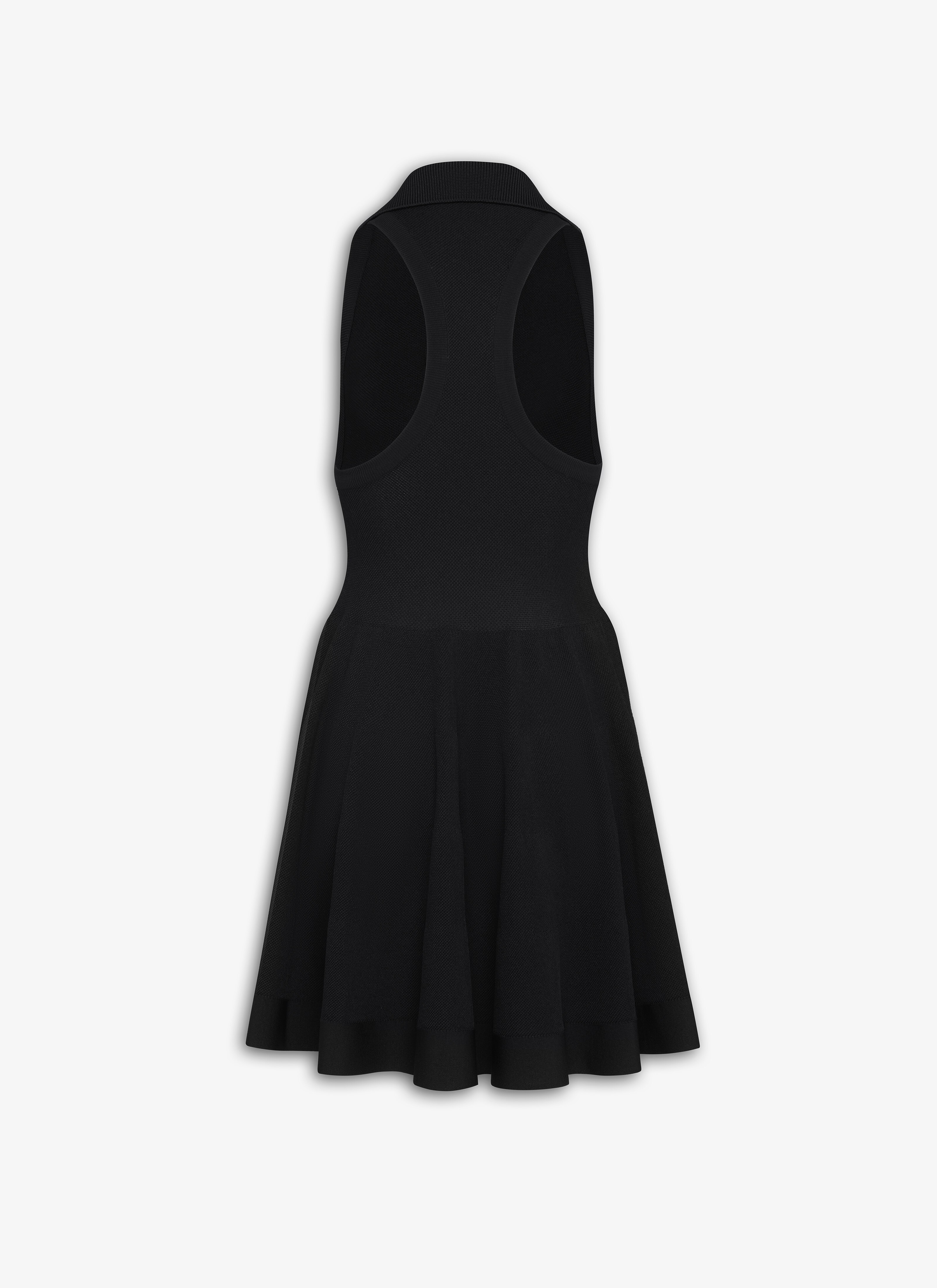 ALAÏA Women's Black POLO SKATER DRESS IN PIQUE KNIT | ALAÏA BE