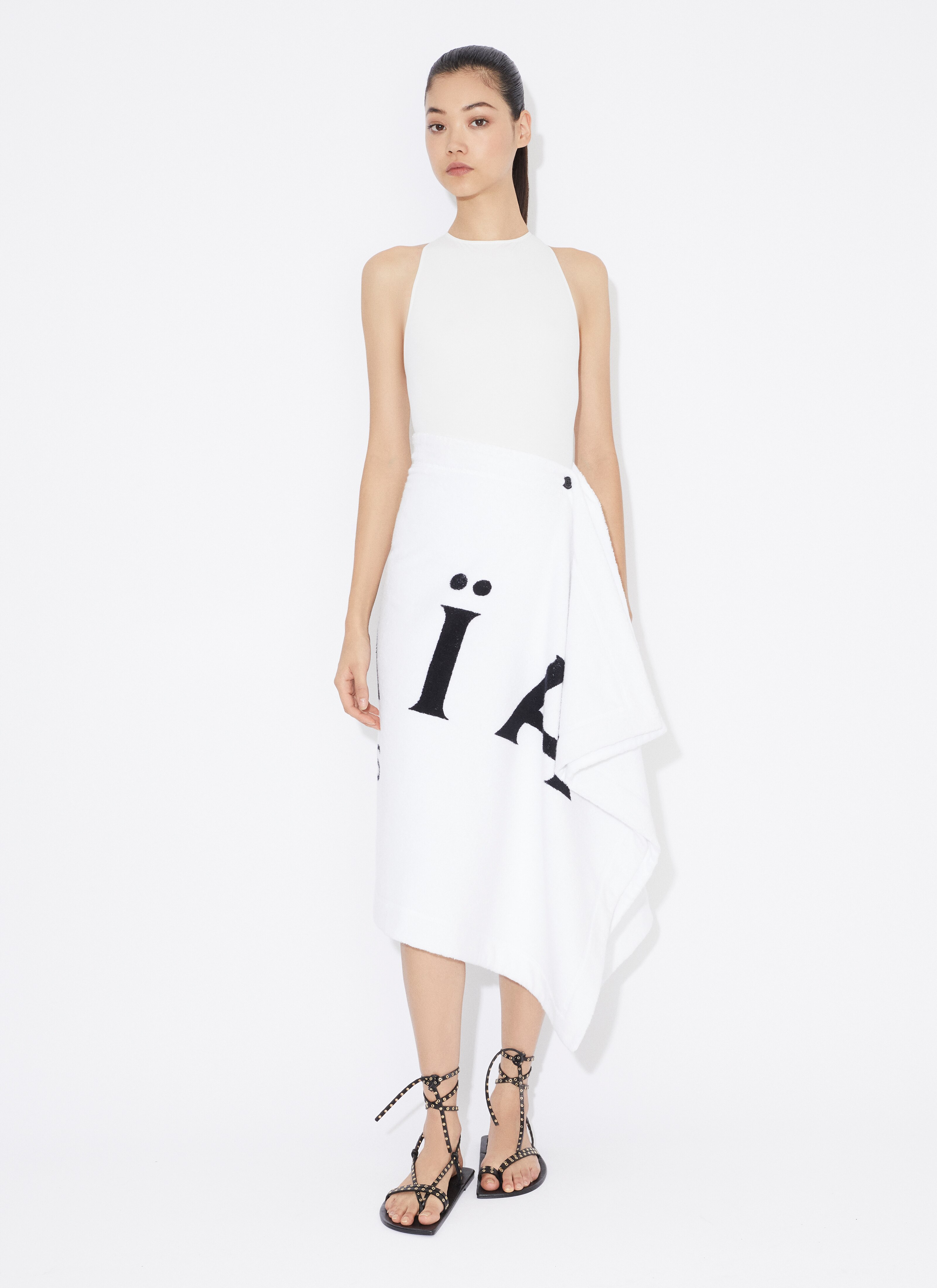 ALAÏA WHITE TOWEL SKIRT IN COTTON TERRY