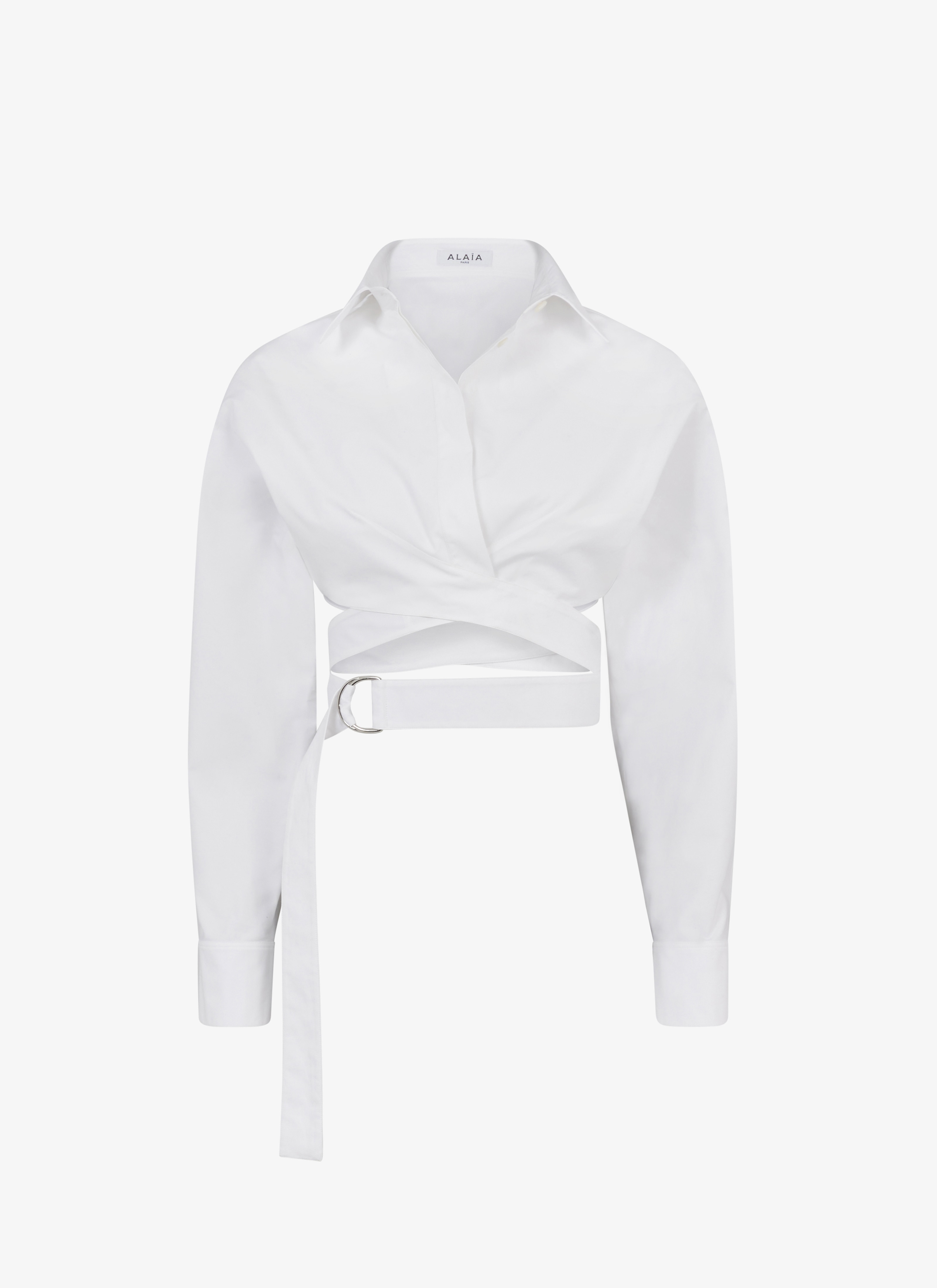 ALAÏA WHITE CROSS OVER SHIRT IN COTTON POPLIN
