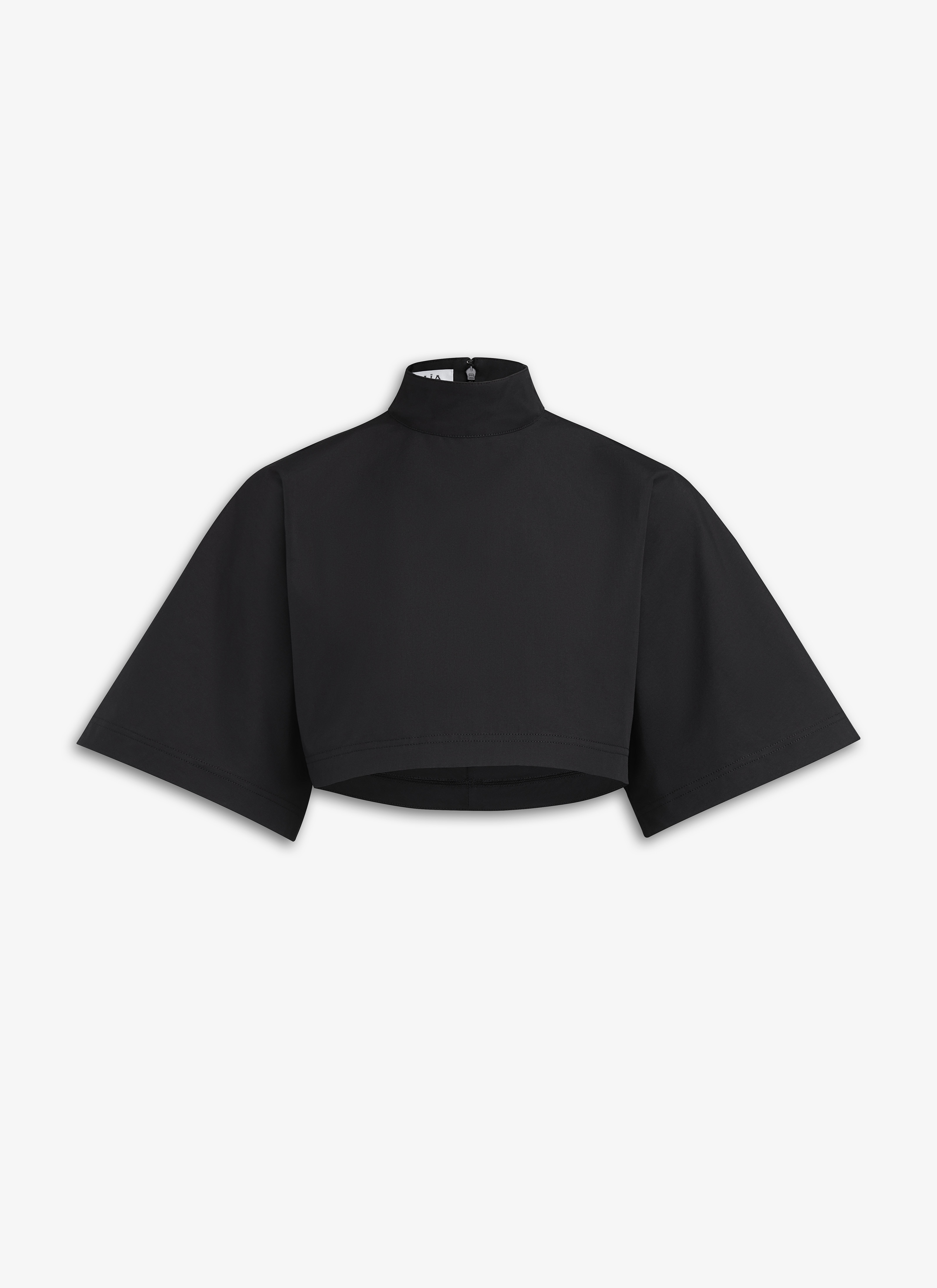 ALAÏA BLACK COTTON POPLIN HIGHNECK TOP
