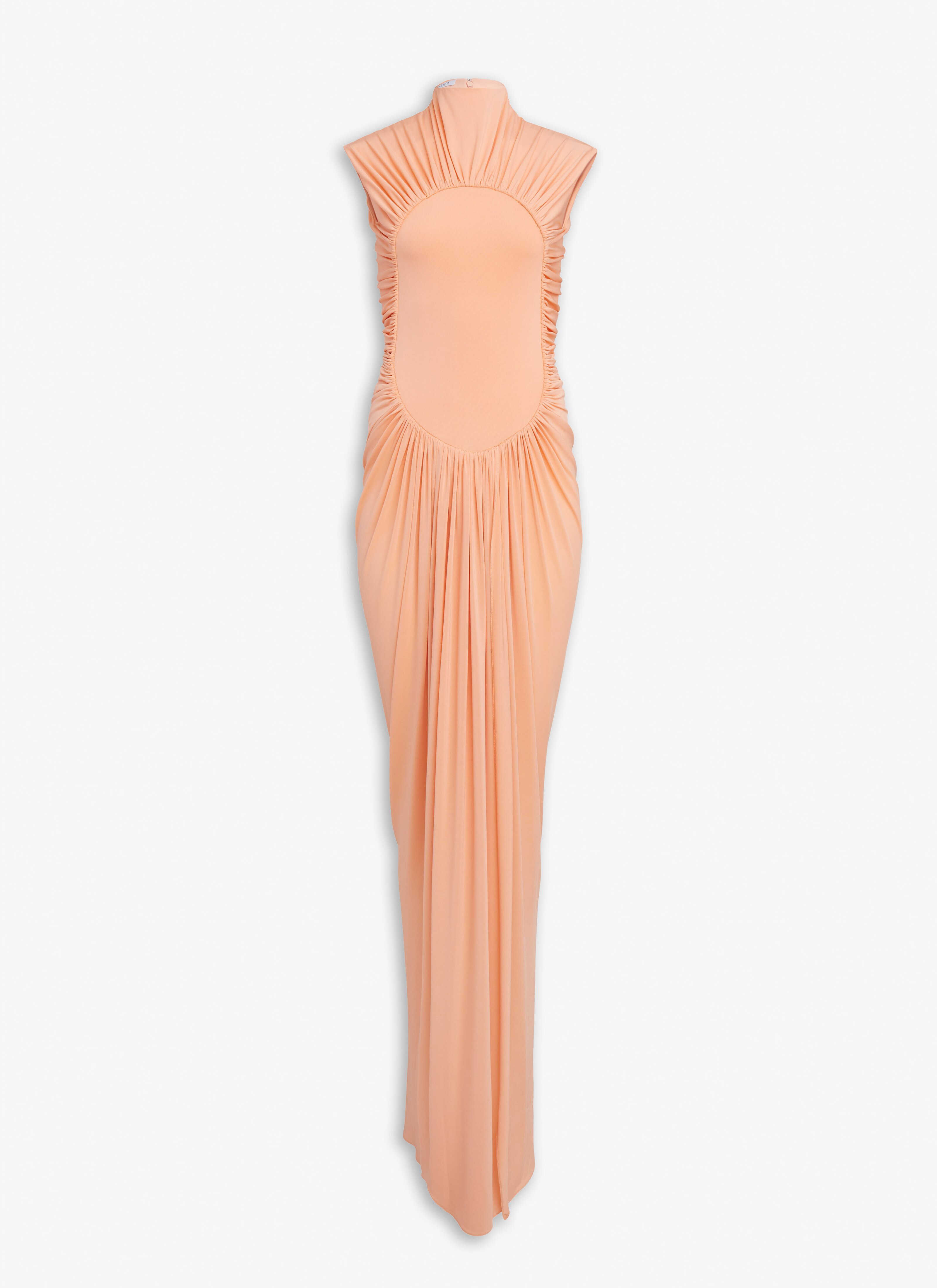 ALAÏA APRICOT 세컨드 스킨 드레이프 드레스