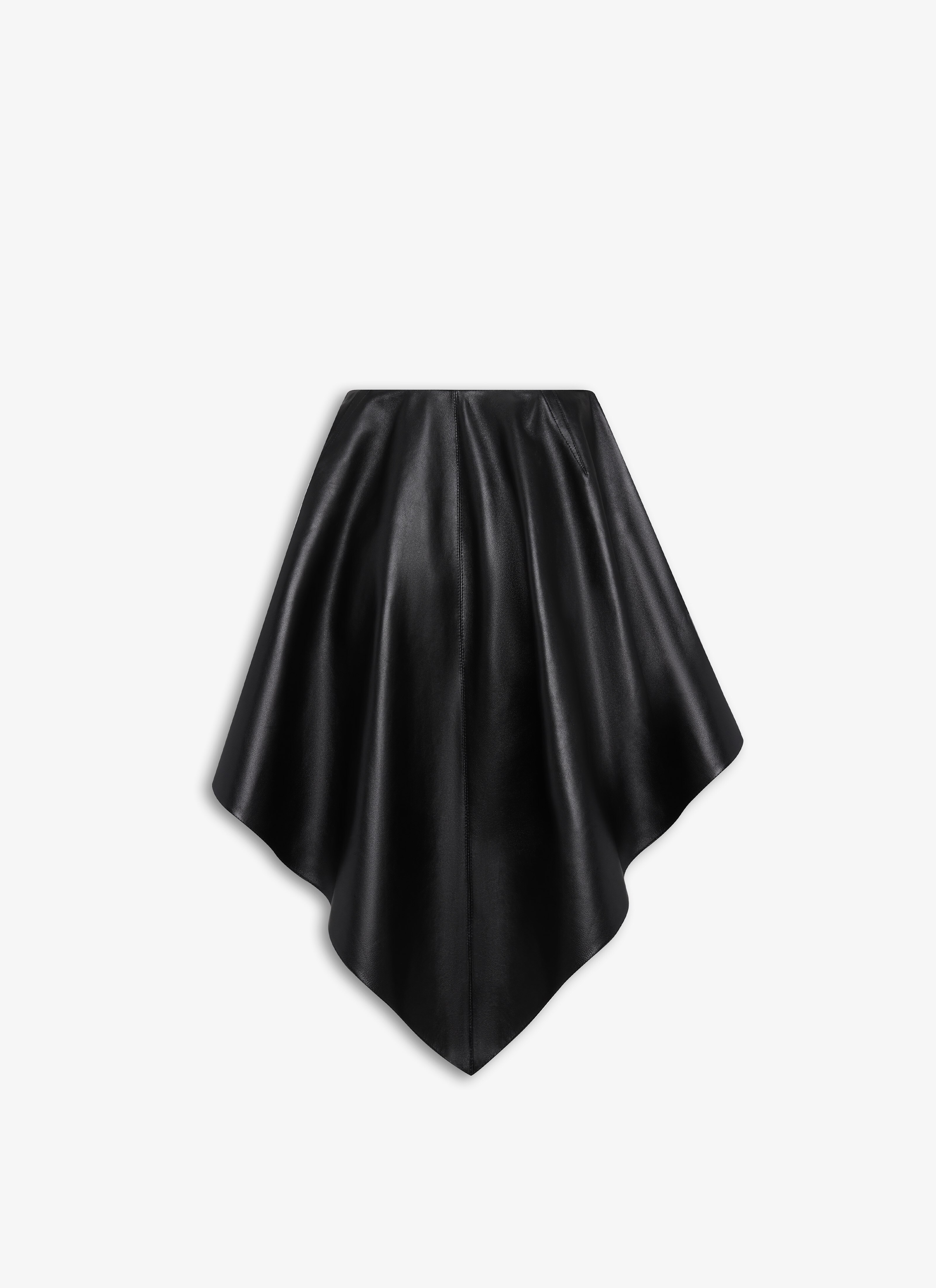 ALAÏA BLACK ASYMMETRICAL LEATHER SKIRT