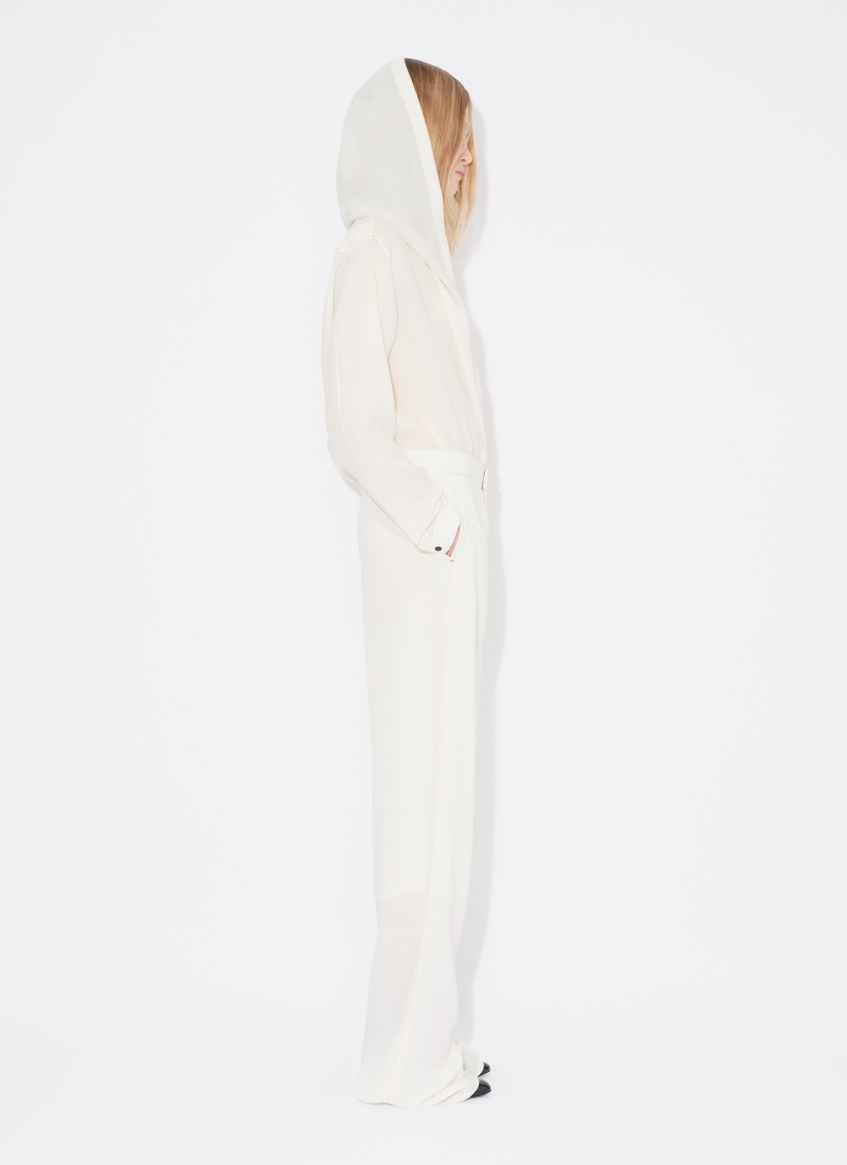 ALAÏA WEIß BODY-SHIRT MIT KAPUZE