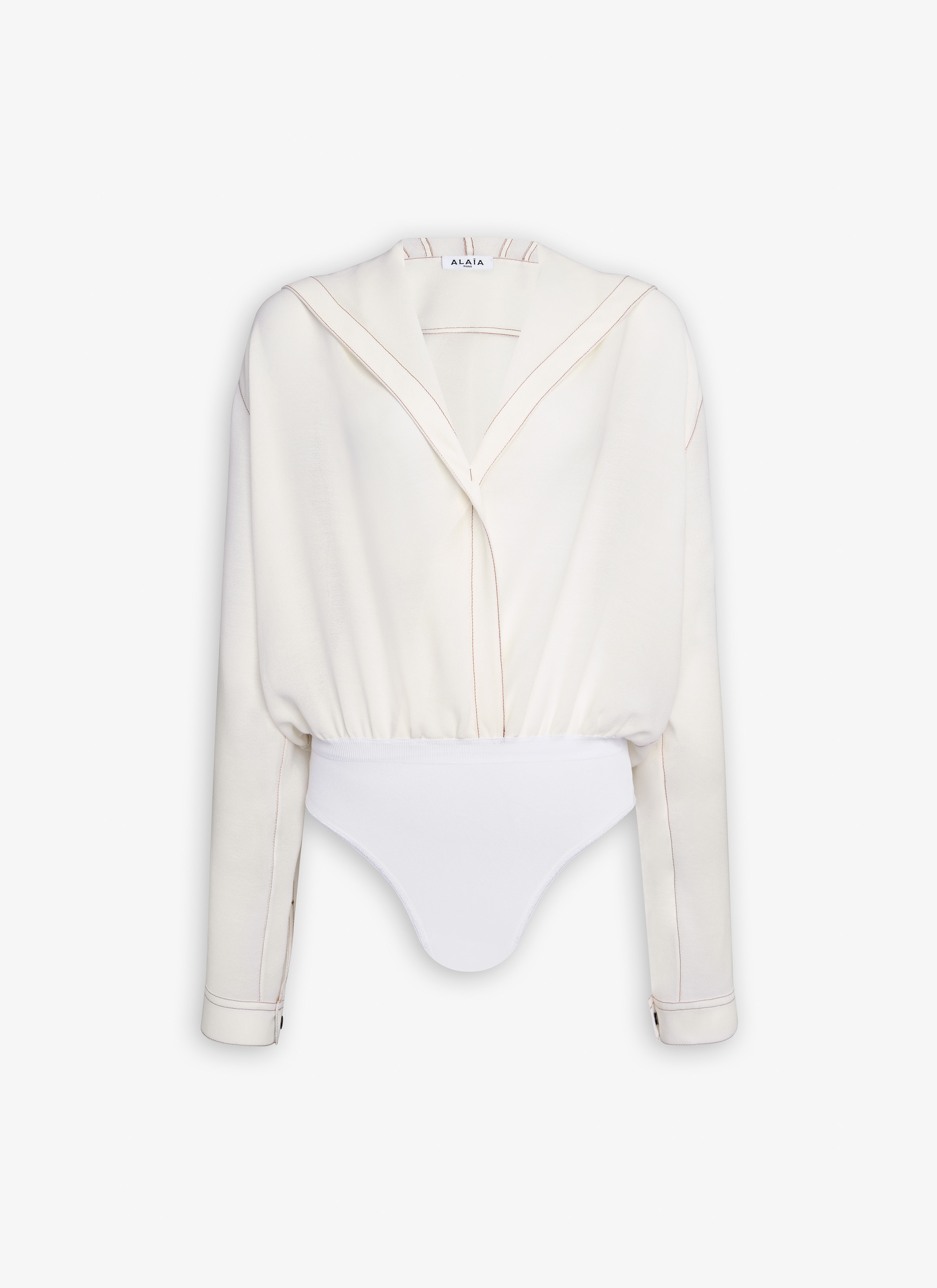 ALAÏA WEIß BODY-SHIRT MIT KAPUZE