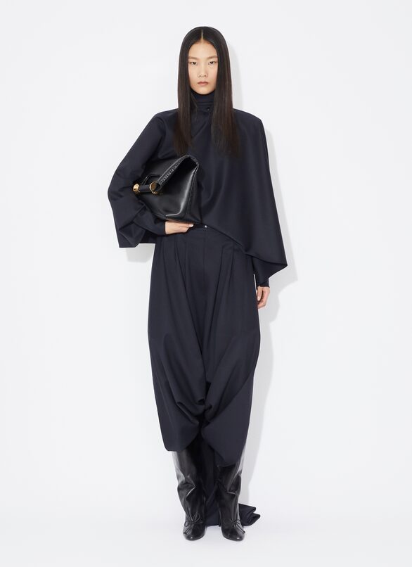 BACKLESS SCARF BLOUSE ALAÏA DENIM BLUE BACKLESS SCARF BLOUSE