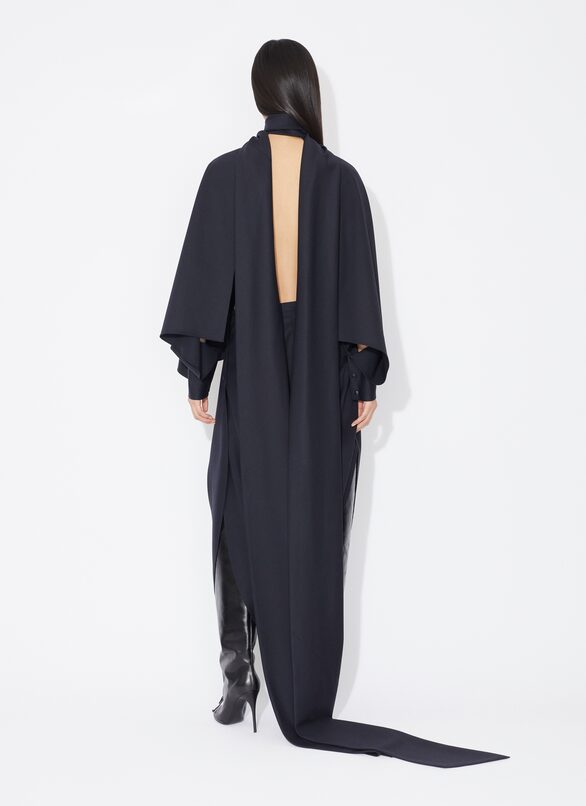 BACKLESS SCARF BLOUSE ALAÏA DENIM BLUE BACKLESS SCARF BLOUSE