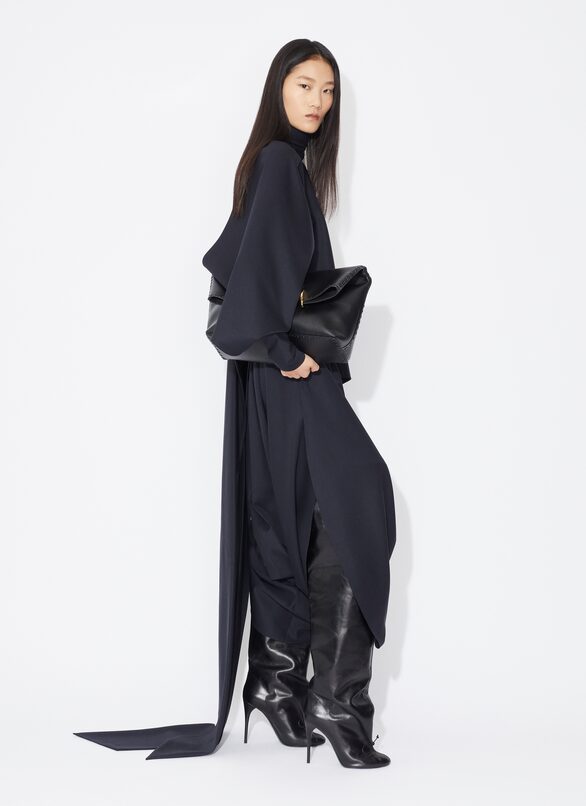 BACKLESS SCARF BLOUSE ALAÏA DENIM BLUE BACKLESS SCARF BLOUSE