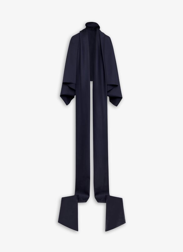 BACKLESS SCARF BLOUSE ALAÏA DENIM BLUE BACKLESS SCARF BLOUSE