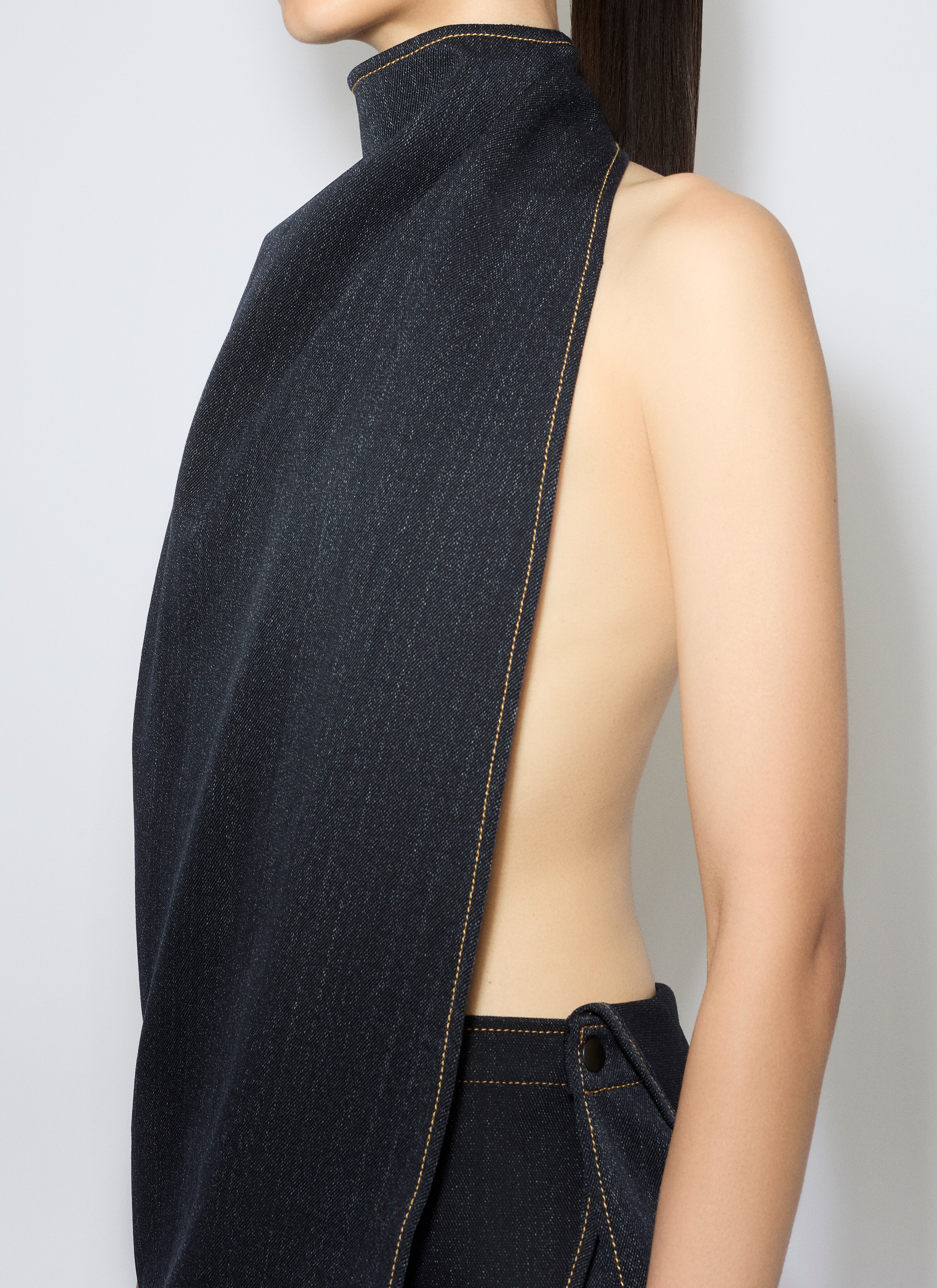 コート Alaia Cappotto Arrotondato In Cotone ALAÏA ASYMMETRICAL CAPE TOP IN WOOL DENIM | ALAÏA CO