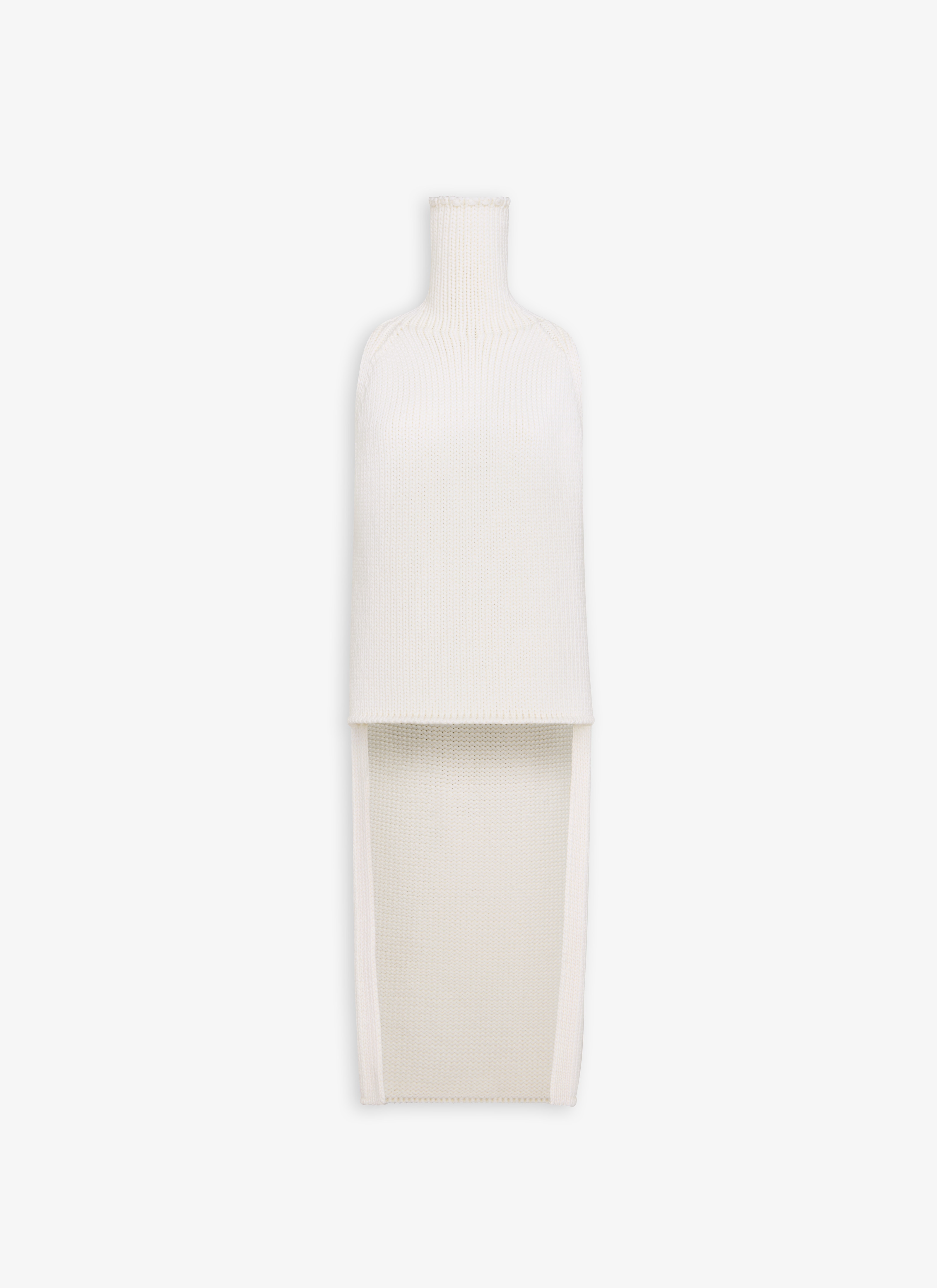 ALAÏA NATURAL WHITE KNITTED CAPE TOP