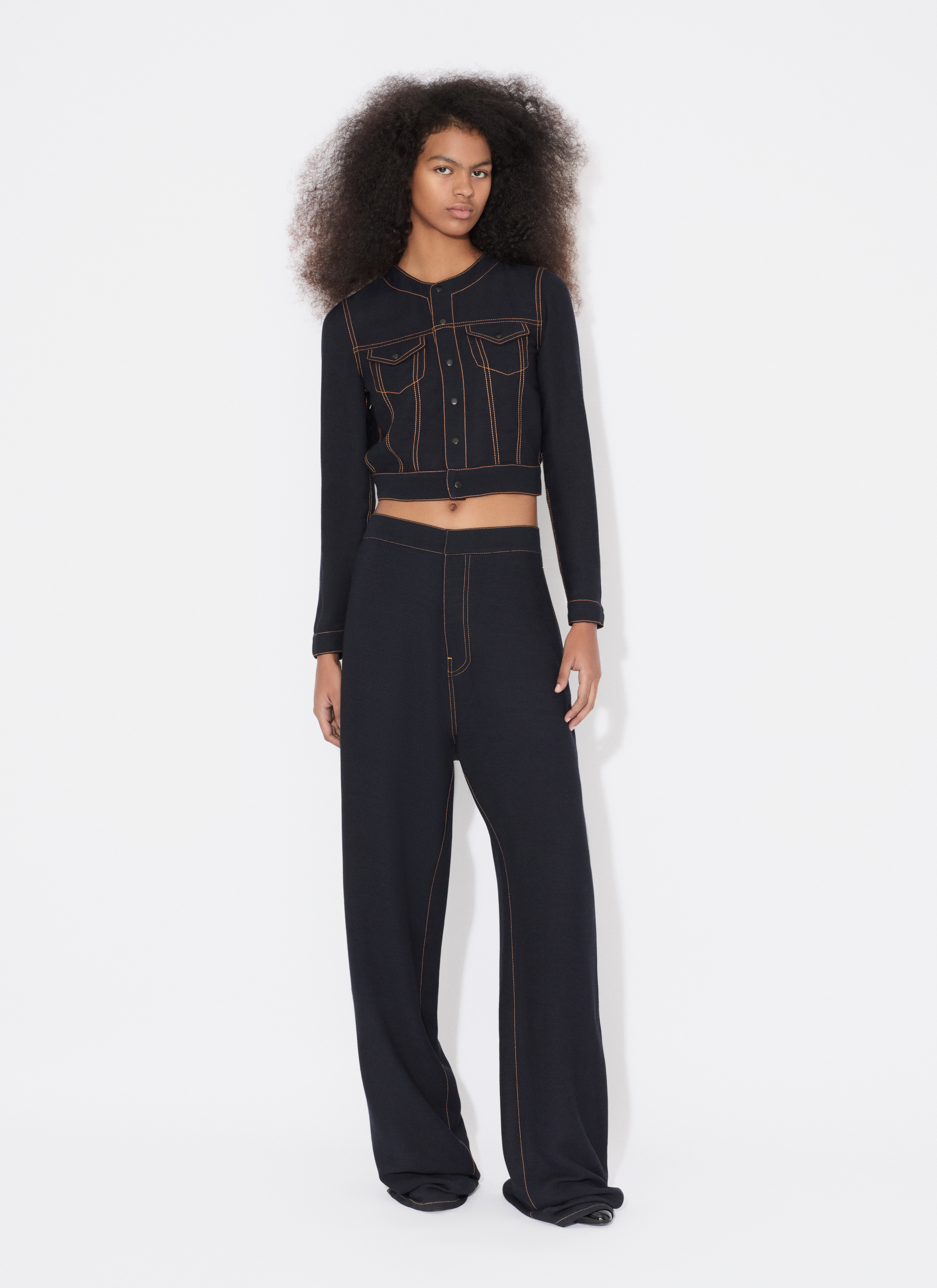 ALAÏA PANTALON FLUIDE DENIM BLUE
