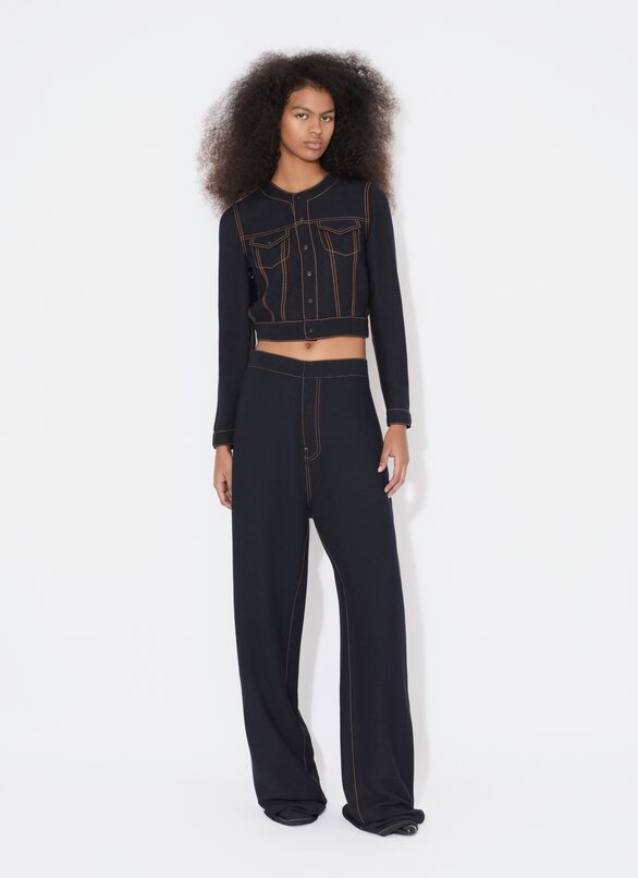 TAILORED TROUSERS ALAÏA DENIM BLUE TAILORED TROUSERS