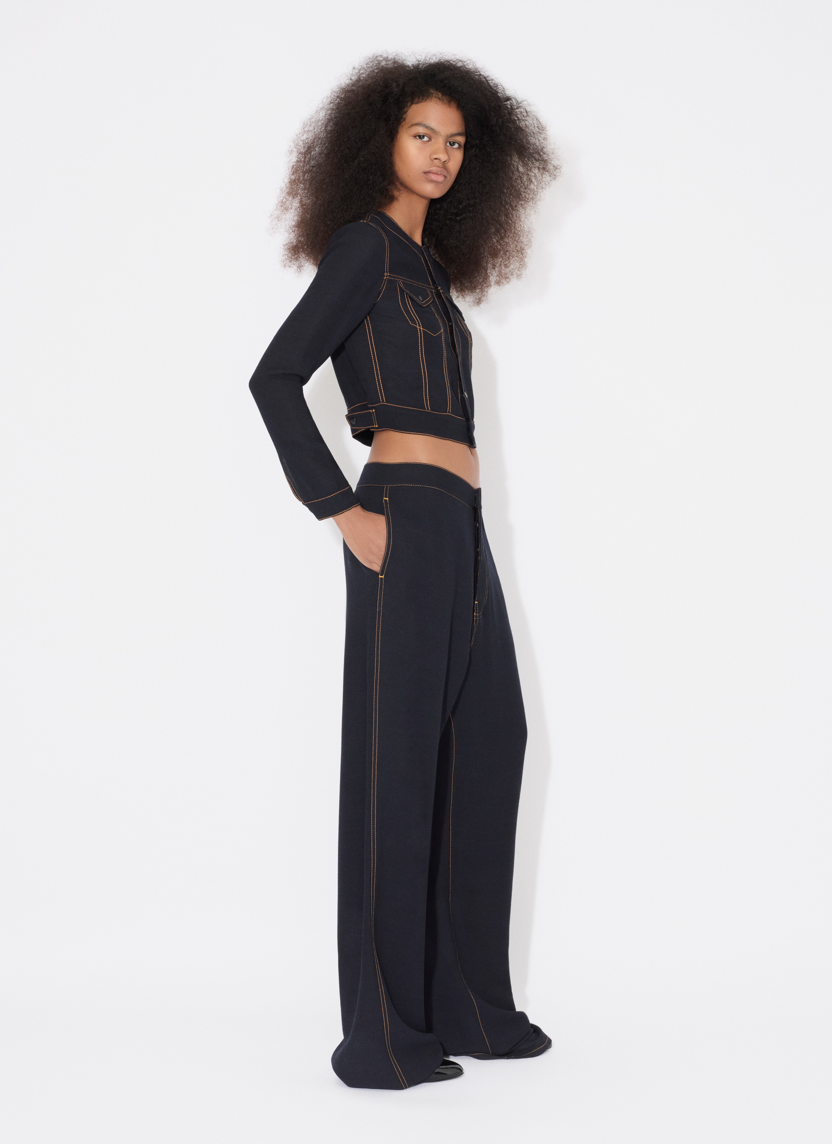 ALAÏA PANTALON FLUIDE DENIM BLUE