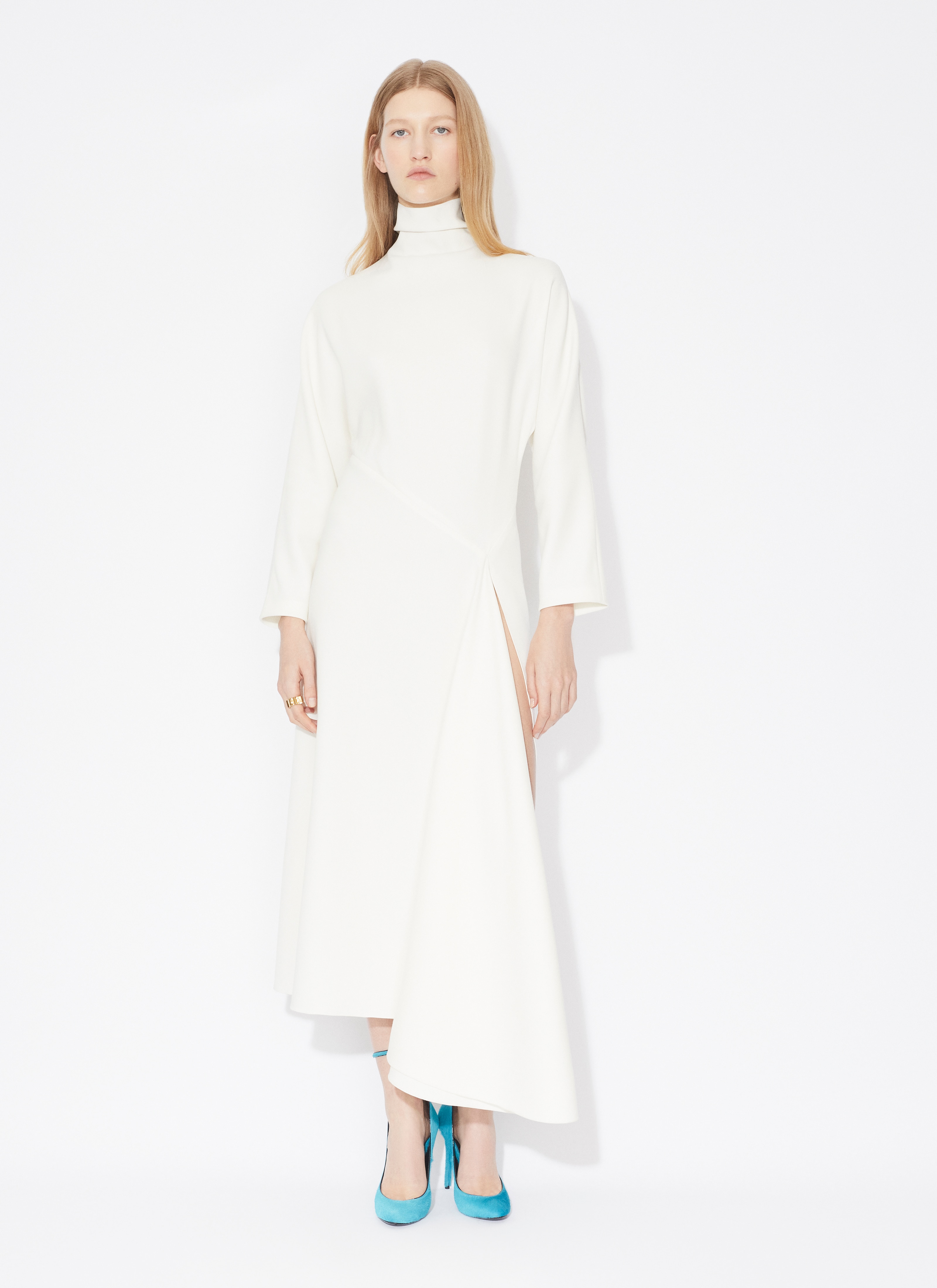 ALAÏA WEIß FLIESSENDES ASYMMETRISCHES KLEID