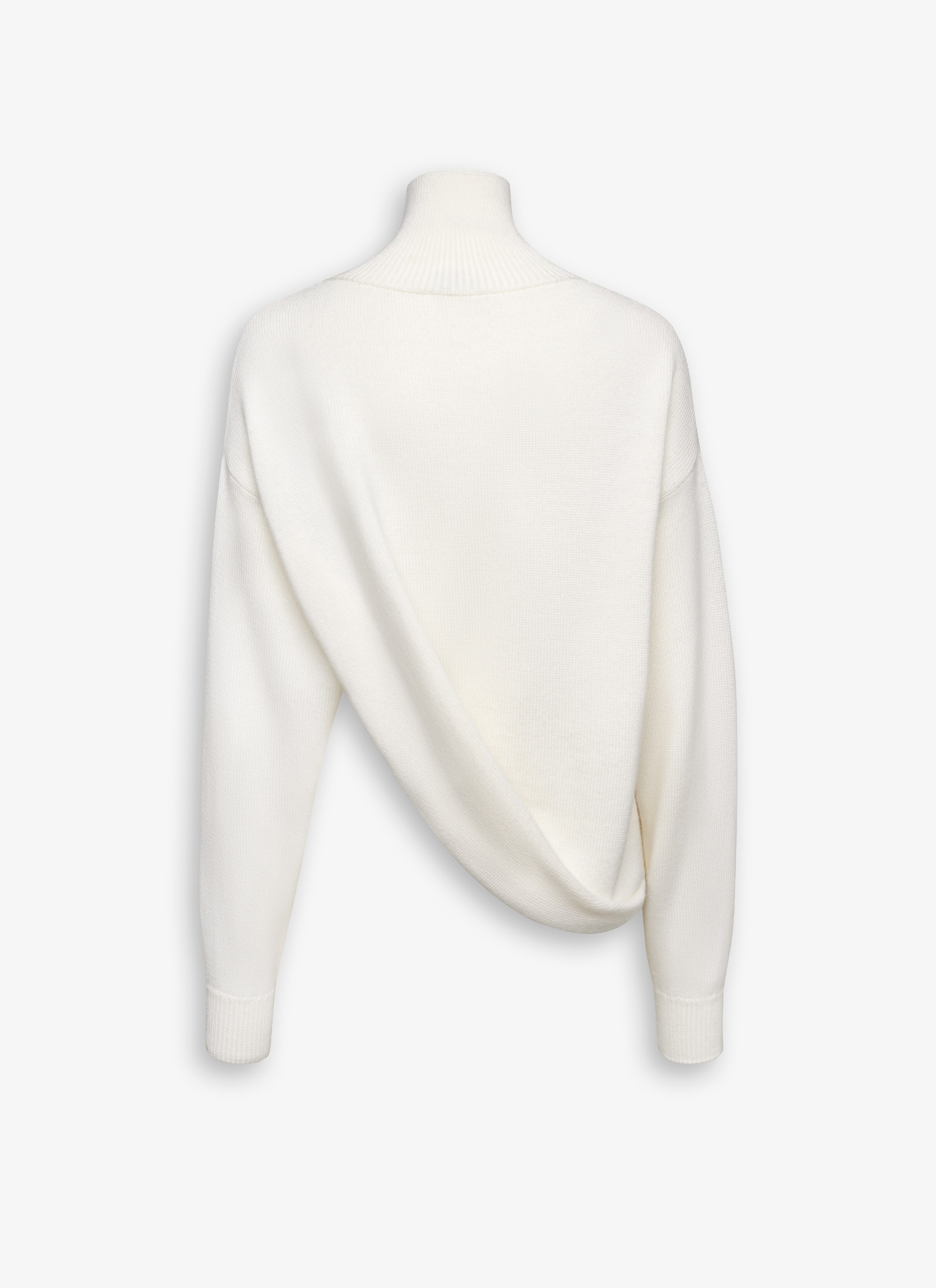 ALAÏA NATURAL WHITE ASYMMETRICAL KNIT JUMPER