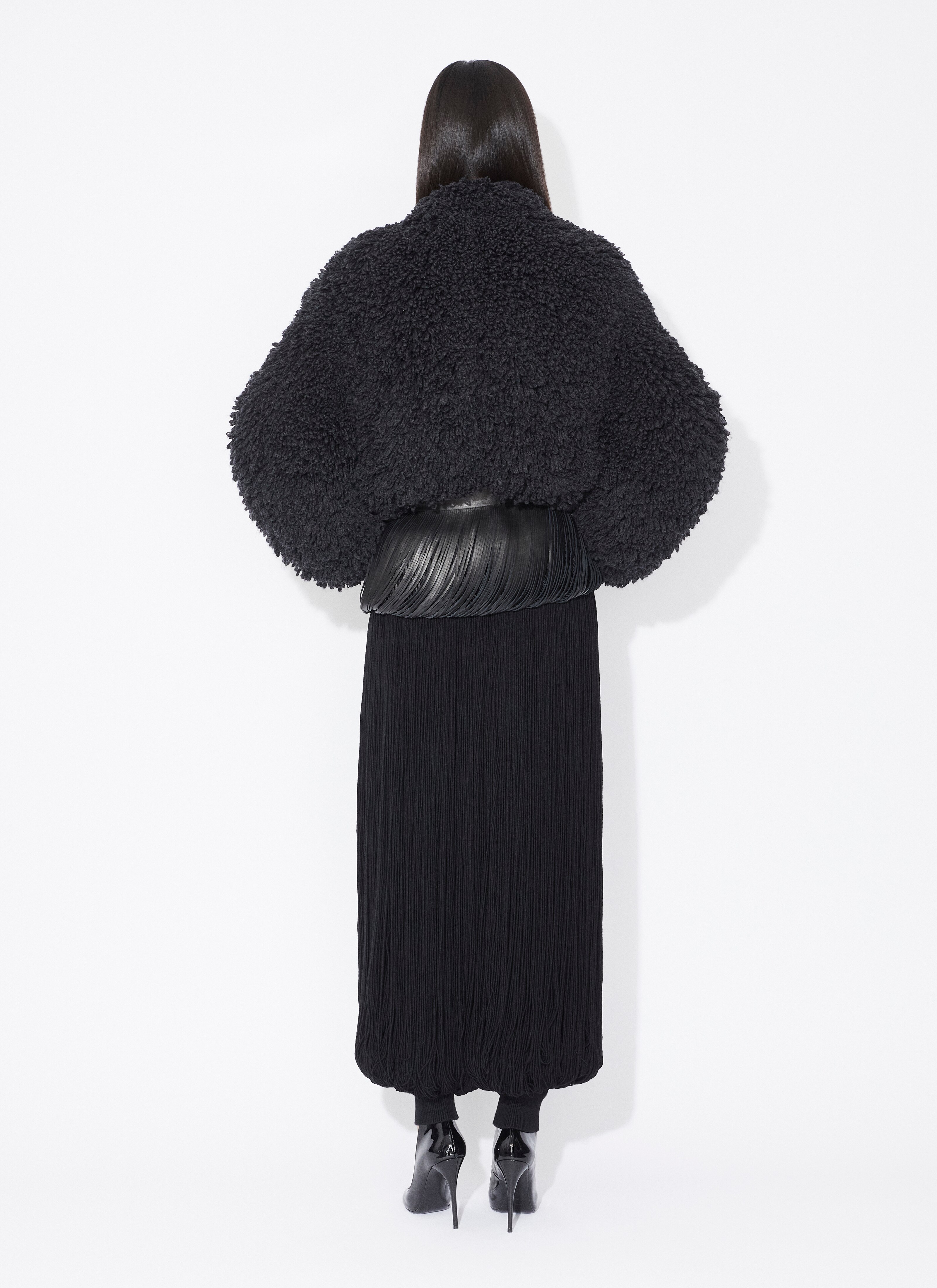 ALAÏA BLACK SHORT JACKET IN KNITTED FUR