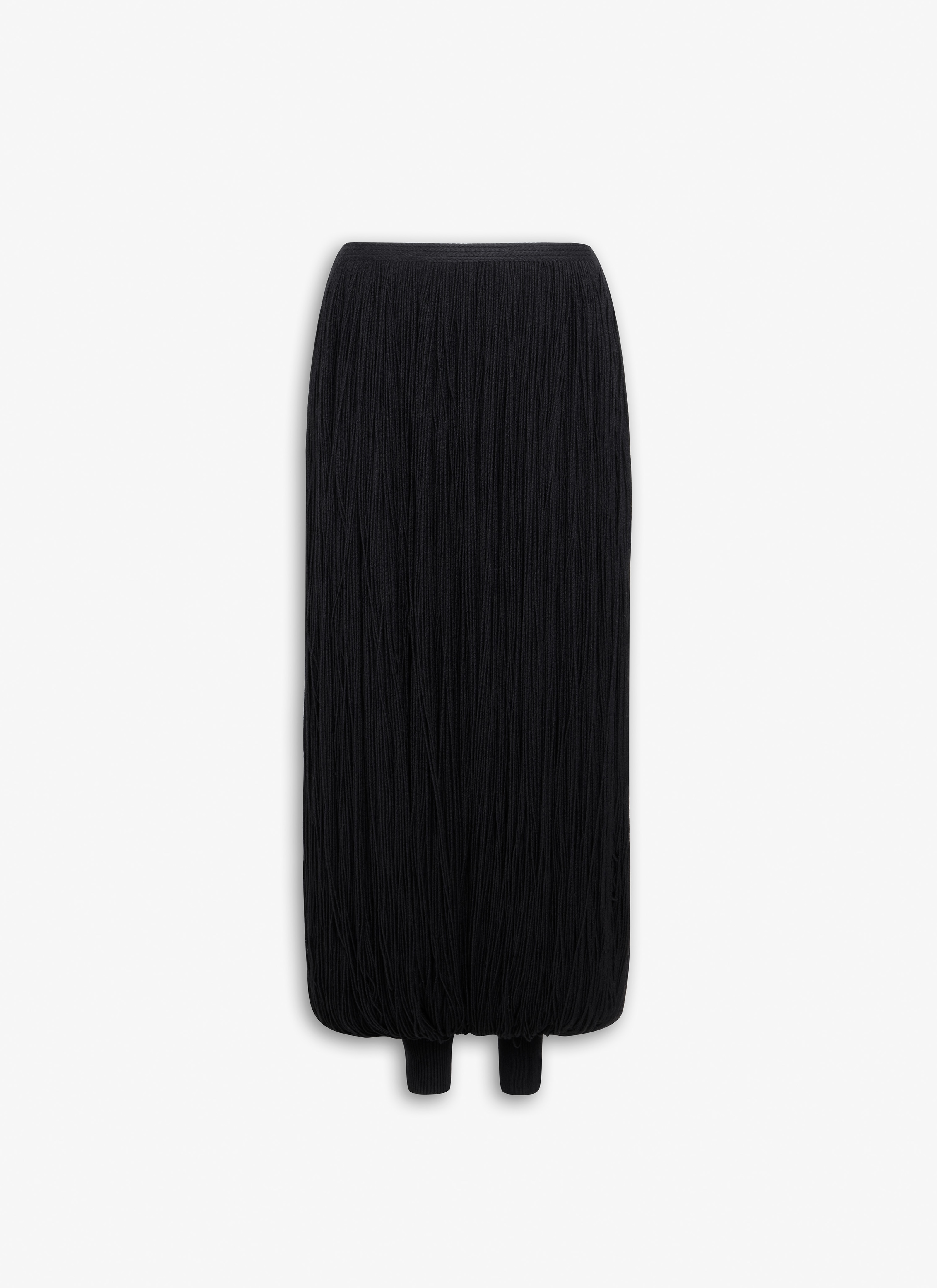 ALAÏA NERO PANTALONI ARROTONDATI IN MAGLIA CON FRANGE