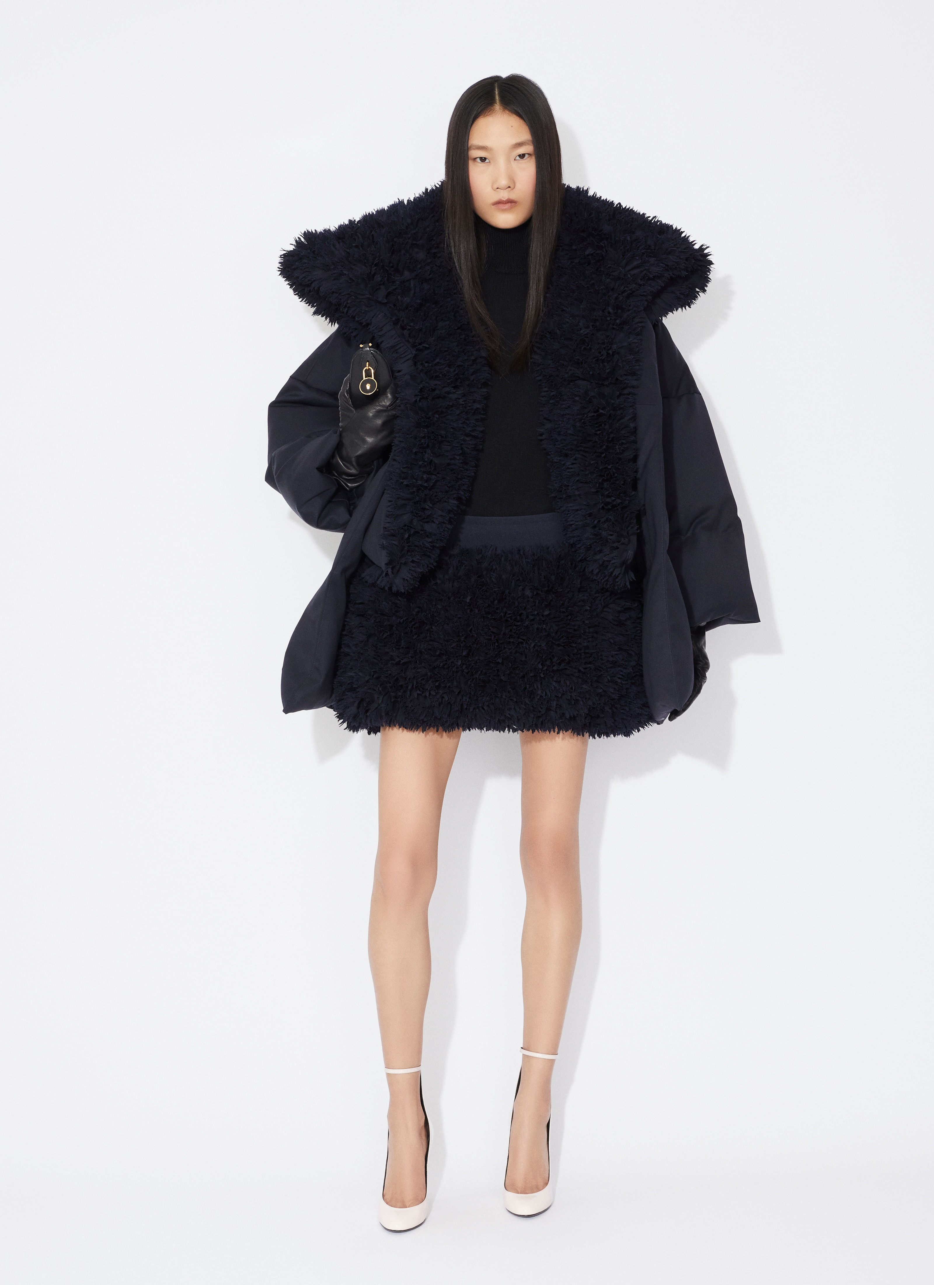 ALAÏA BLUE JEANS FRILL PUFFER