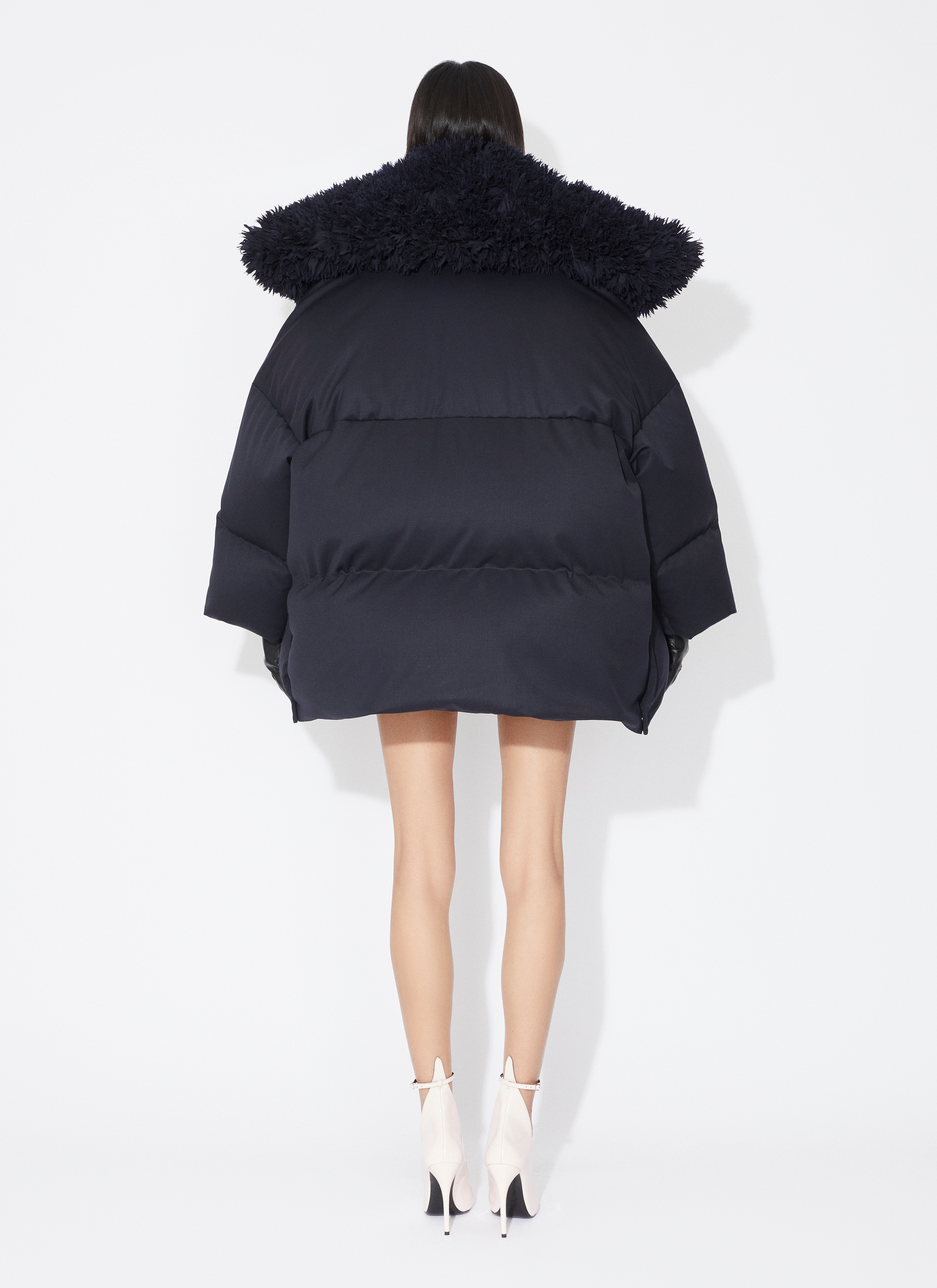 ALAÏA BLUE JEANS FRILL PUFFER