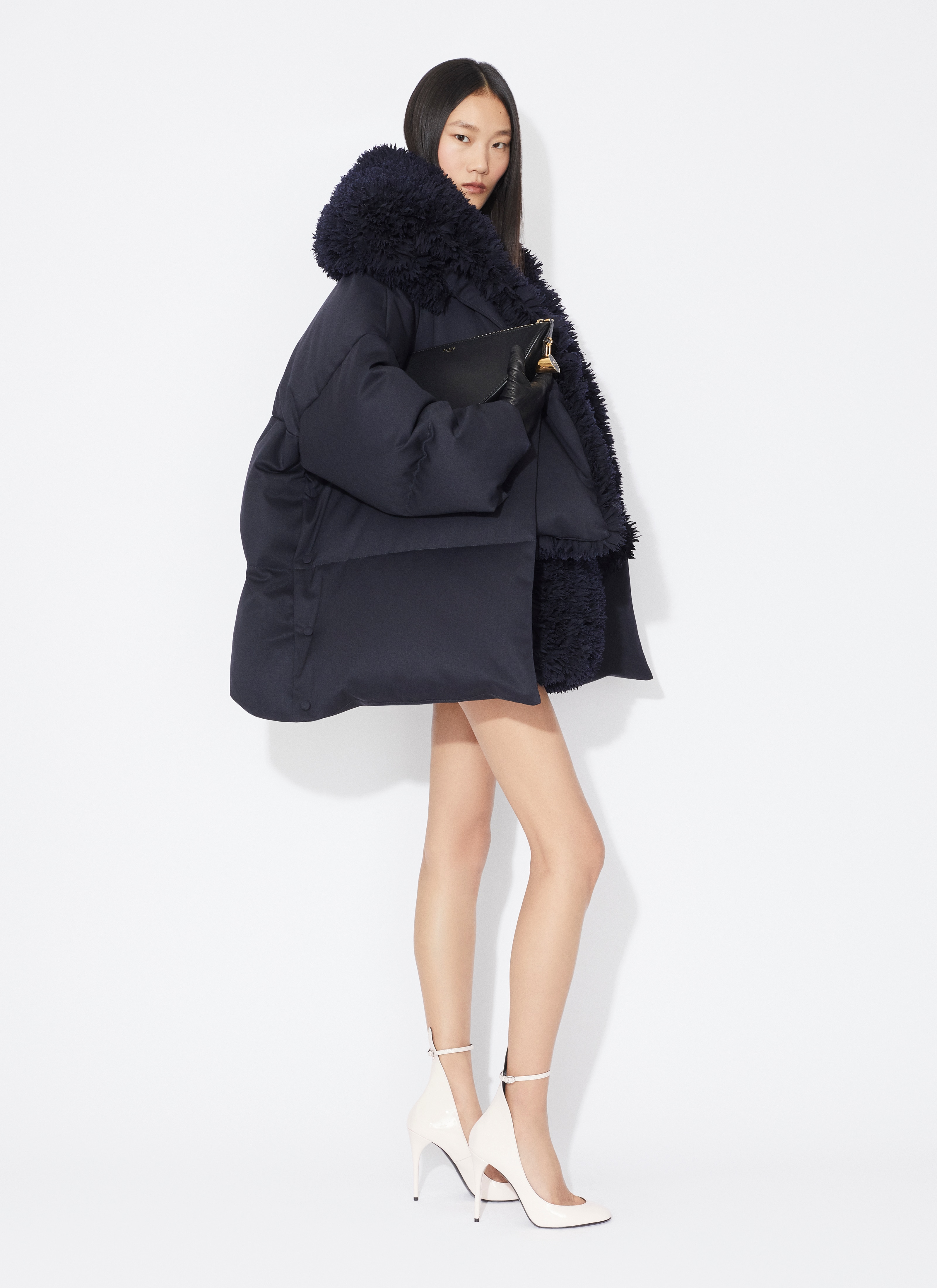ALAÏA BLUE JEANS FRILL PUFFER