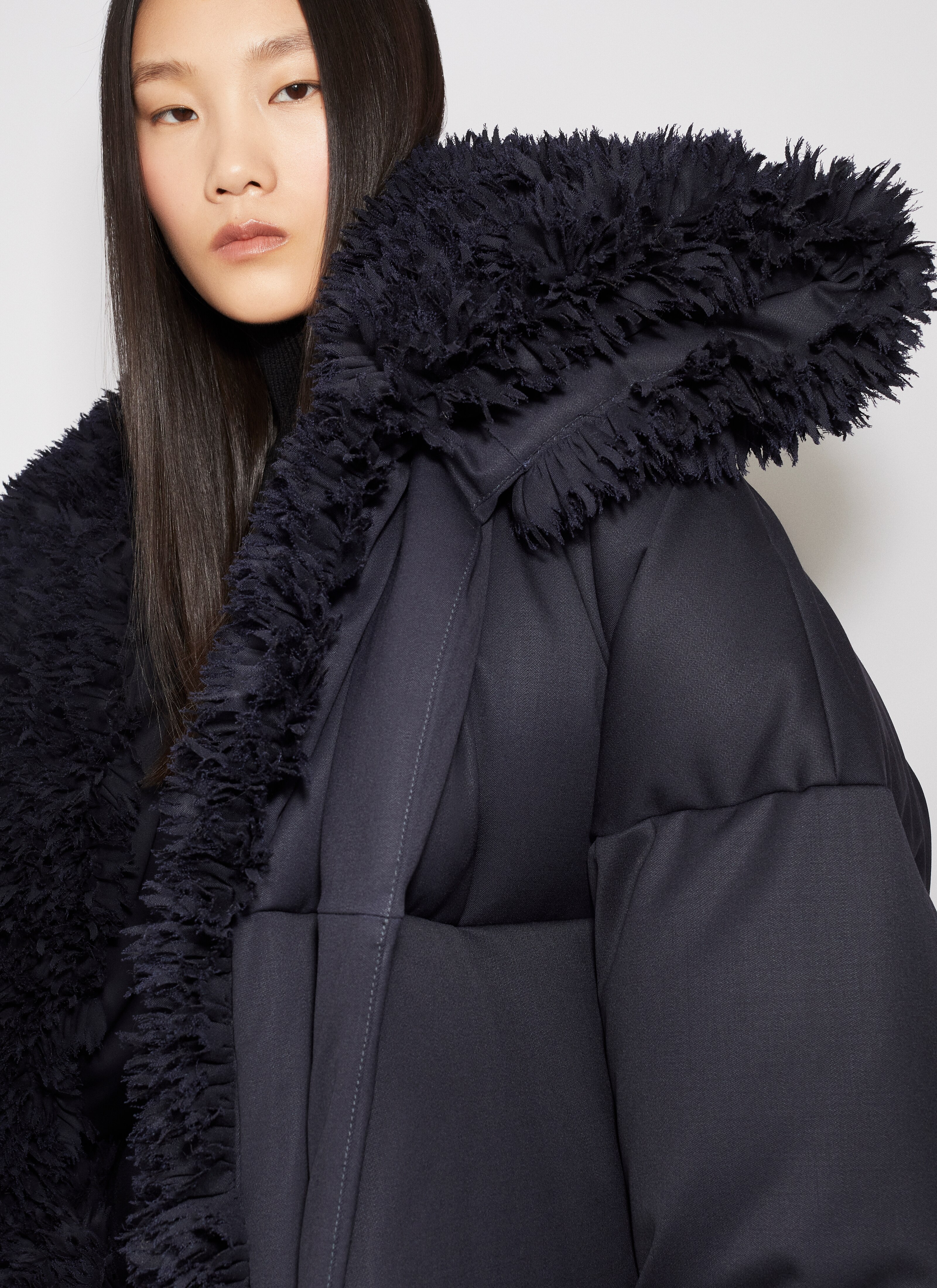 ALAÏA BLUE JEANS FRILL PUFFER