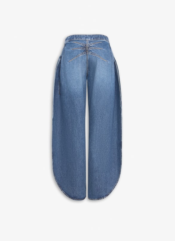JEANS ARROTONDATI IN DENIM STONE WASHED ALAÏA BLEU VINTAGE JEANS ARROTONDATI IN DENIM STONE WASHED